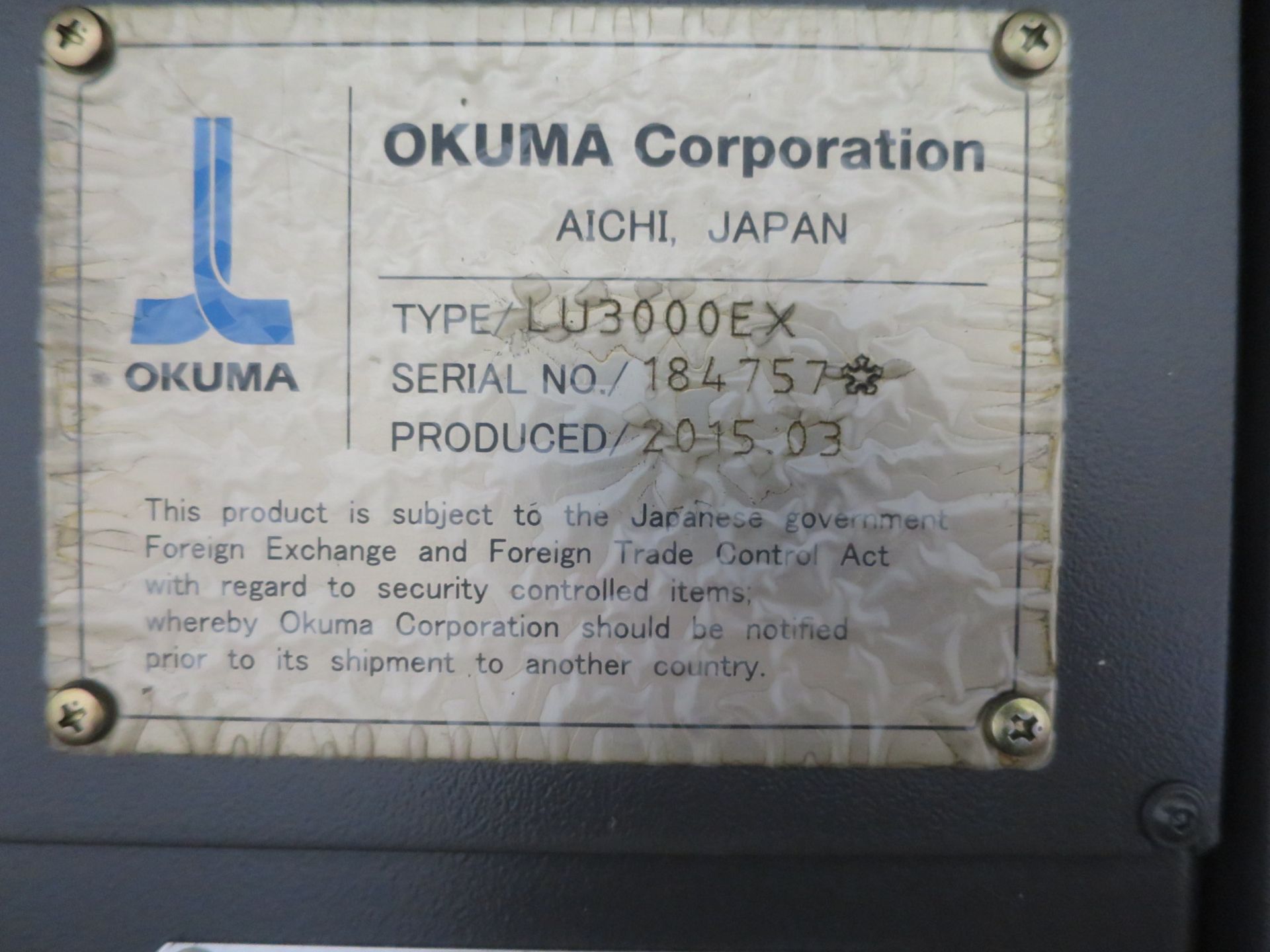 ***SOLD SOLD SOLD*** OKUMA LU-3000 EX 2SC-600 4-AXIS TWIN TURRENT CNC LATHE, NEW 2015, S/N 184757 - Image 7 of 7