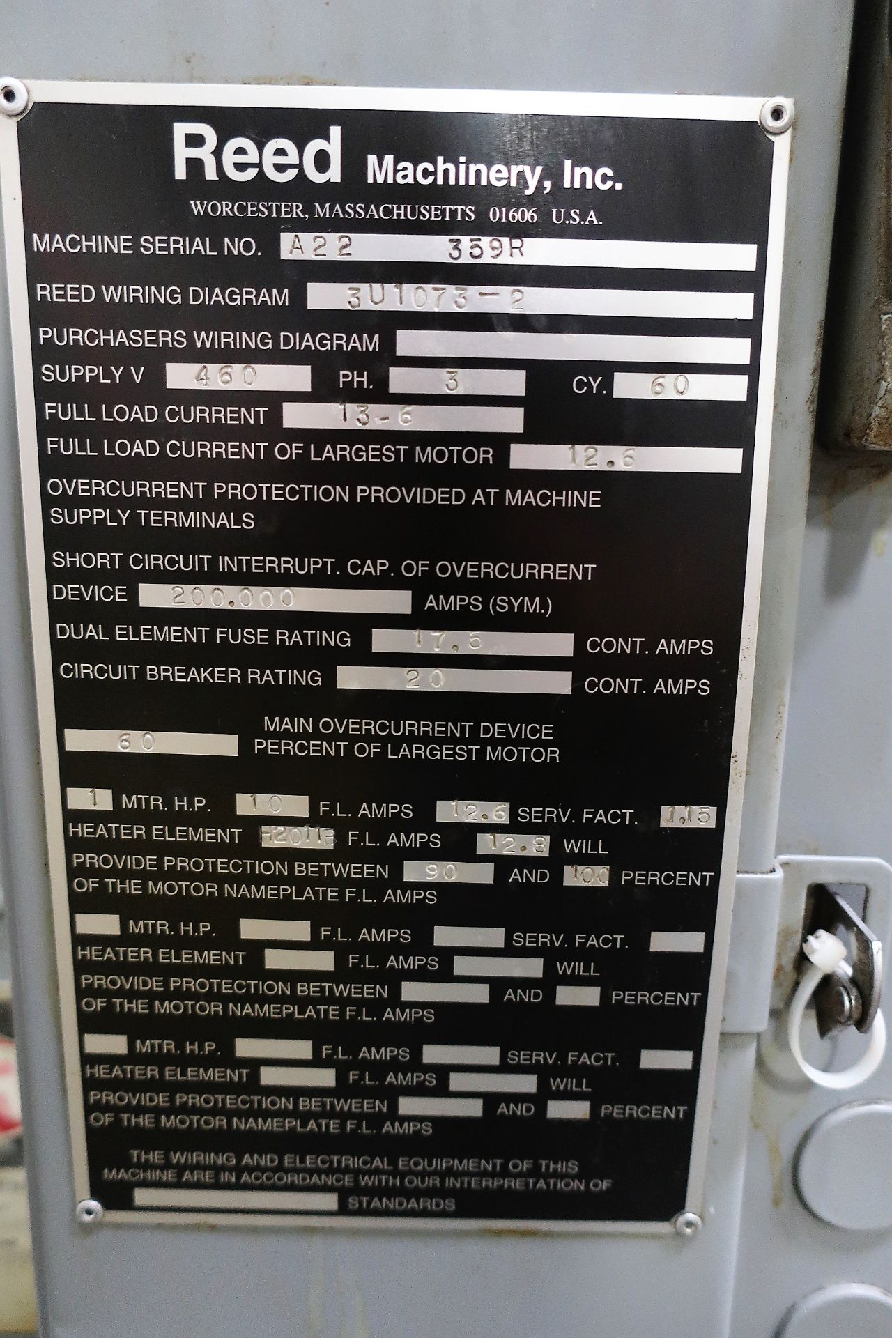 2-5/8" REED MODEL A-22 3-DIE VERTICAL DIE ROLLING MACHINE, NEW 2008 - Image 6 of 6