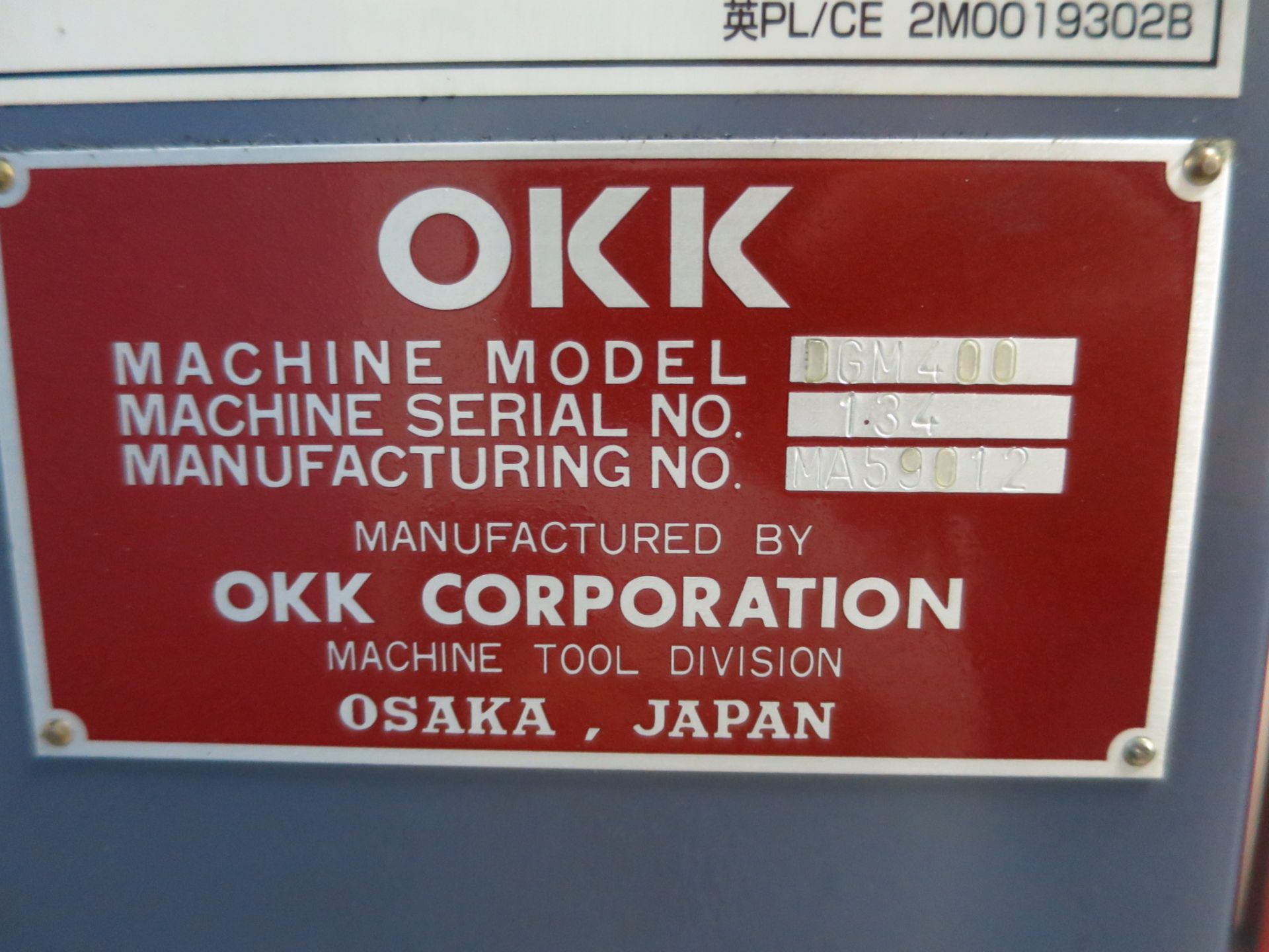 OKK MODEL DGM 400 3-AXIS CNC HIGH SPEED GRAPHITE MACHINING CENTER, S/N 134, NEW 2001 - Image 10 of 14