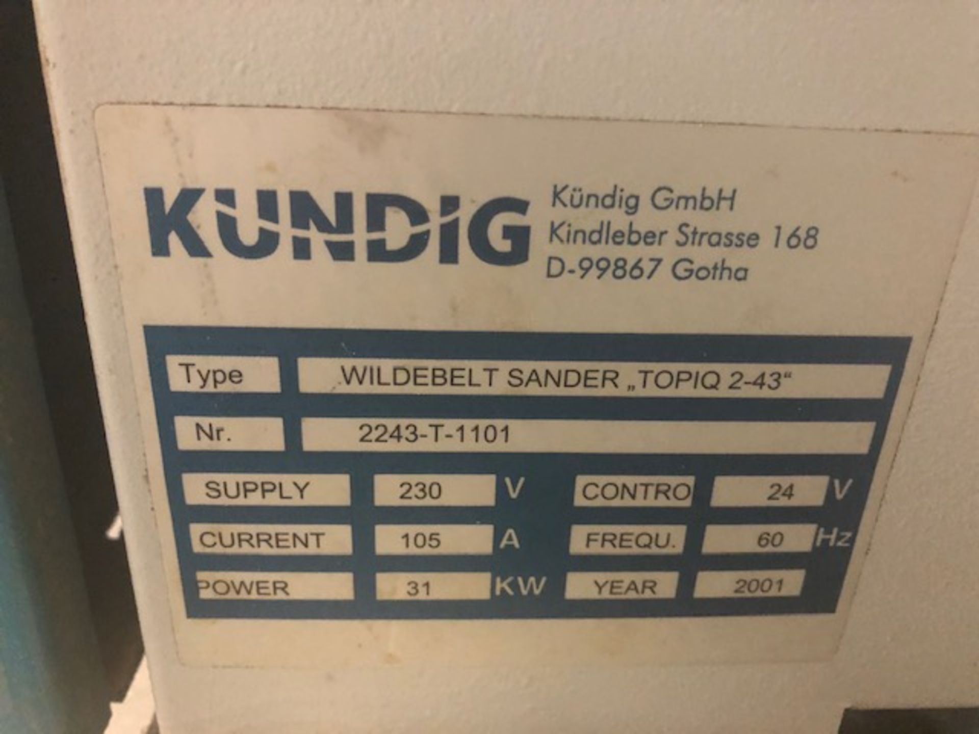 KUNDIG DOUBLE DRUM WILDEBELT SANDER, TOPIQ 2-43", S/N 2243-T-1101, NEW 2001 - Image 16 of 19