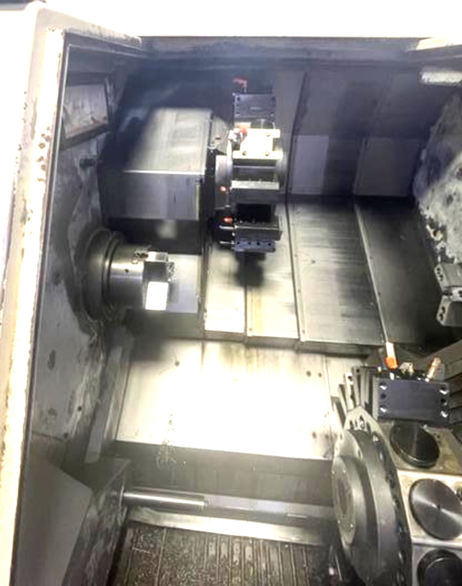 OKUMA LT-10MW 7-AXIS CNC TURNING CENTER LATHE, TWIN TURRET, SPINDLE & C-AXIS, LIVE TOOLING, - Image 4 of 14