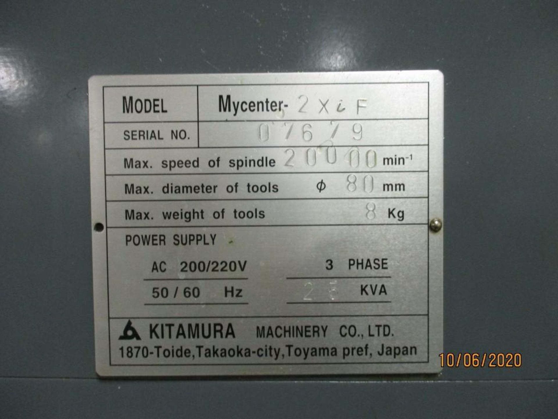 KITAMURA MYCENTER 2XiF SPARKCHANGER HIGH SPEED VERTICAL MACHINING CENTER, S/N 07679, NEW 2005 - Image 7 of 7