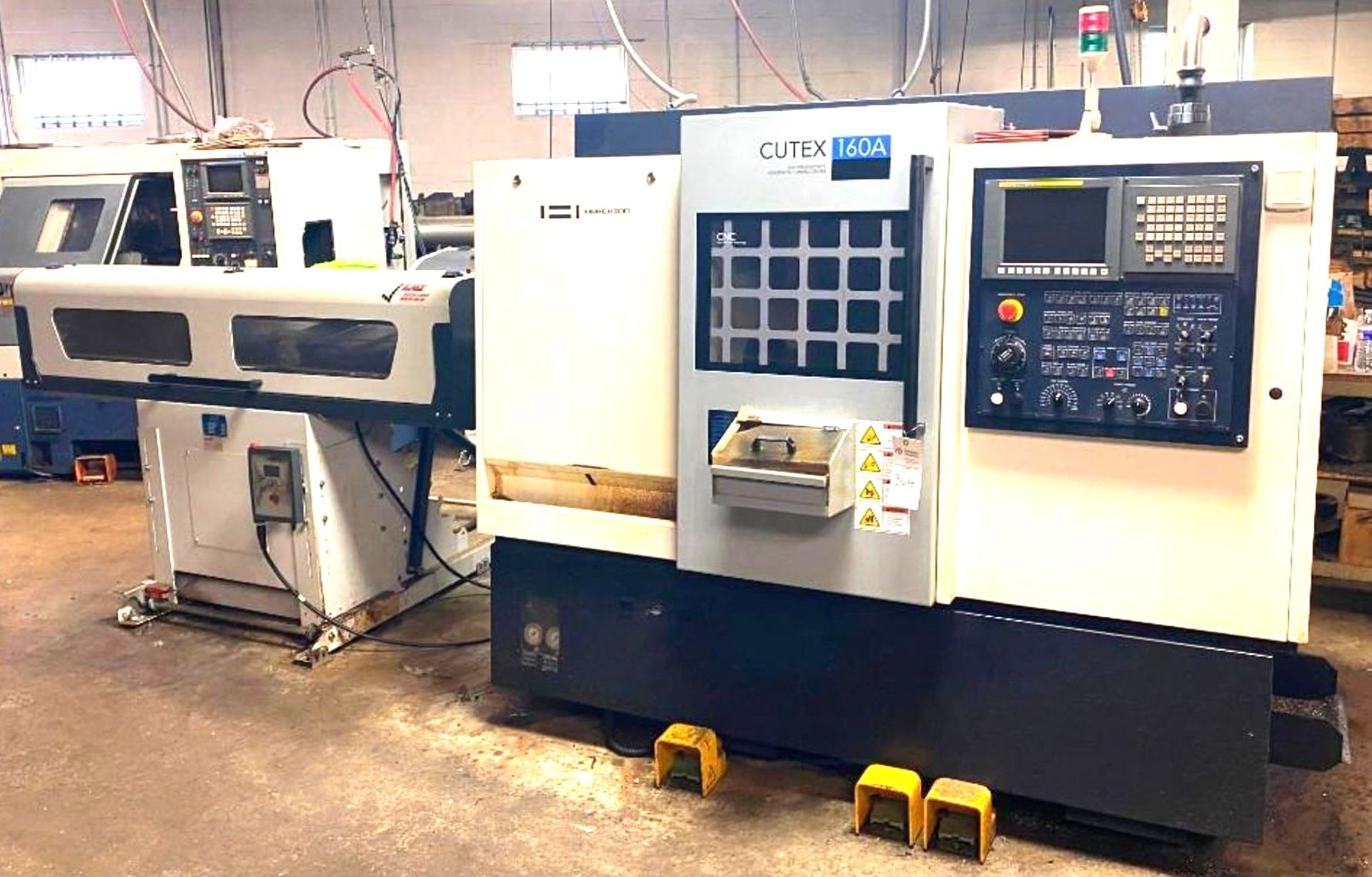 2015 HWACHEON CUTEX-160A CNC TURNING CENTER LATHE W/BAR FEEDER, S/N M024362L4F E - Image 8 of 11