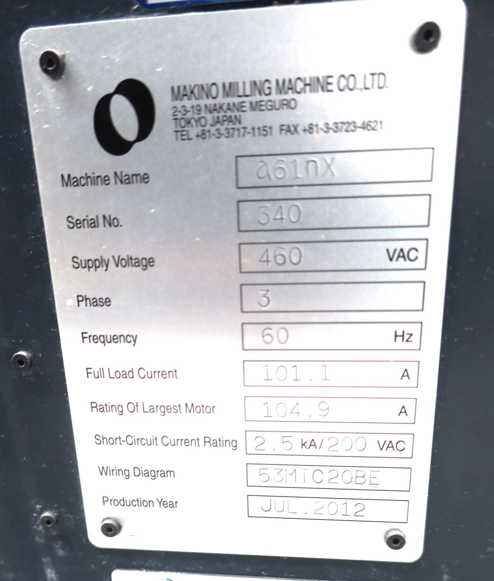 20" X 20" MAKINO A61NX CNC 4-AXIS HORIZONTAL MACHINING CENTER, S/N 340, NEW 2012 - Image 11 of 11