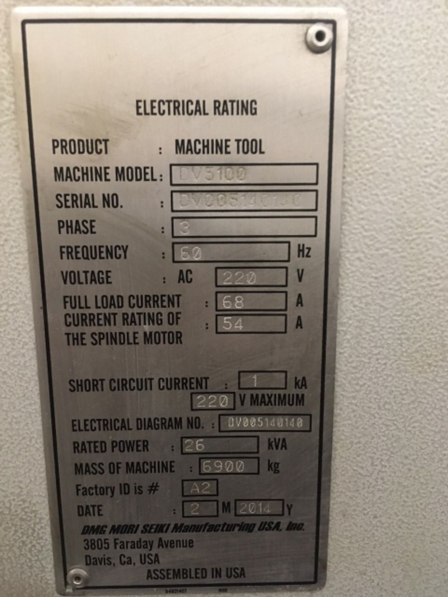 2014 DMG Mori Seiki Duravertical DV5100 CNC Vertical Machining Center, S/N DV005140140 - Image 16 of 16