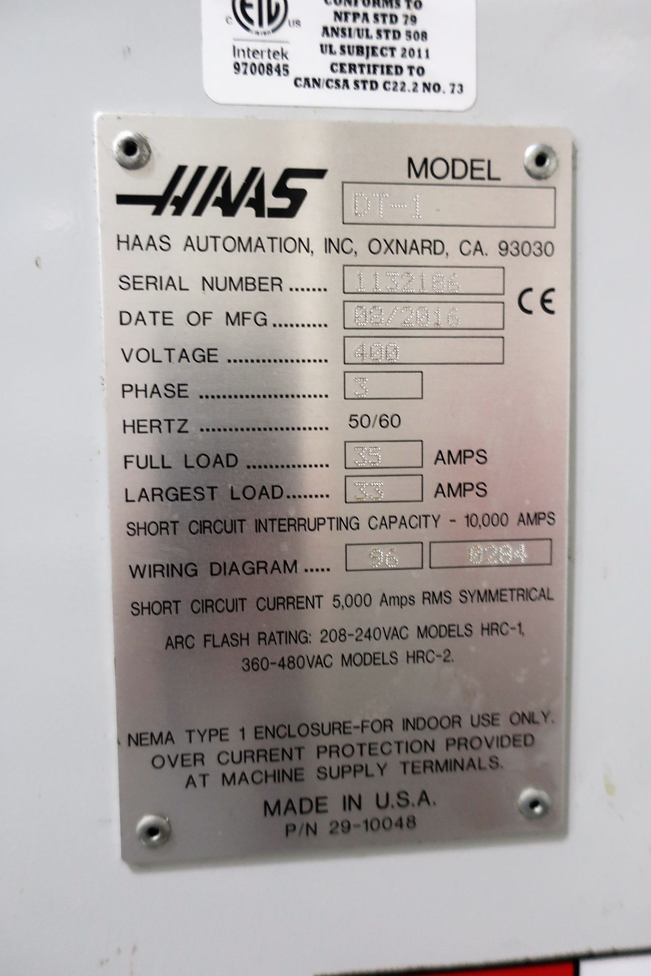 HAAS DT-1 4 AXIS CNC DRILL/TAP VERTICAL MACHINING CENTER, S/N 1132186, NEW 2016 - Image 11 of 11