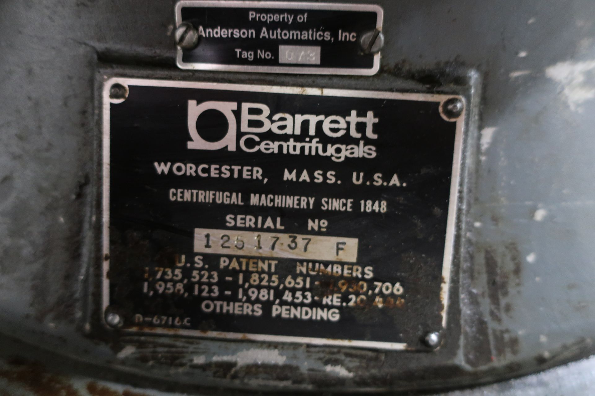 BARRETT MODEL 125-TMS TANK MOUNTED CLARIFIER, S/N 1251737F - Image 7 of 7