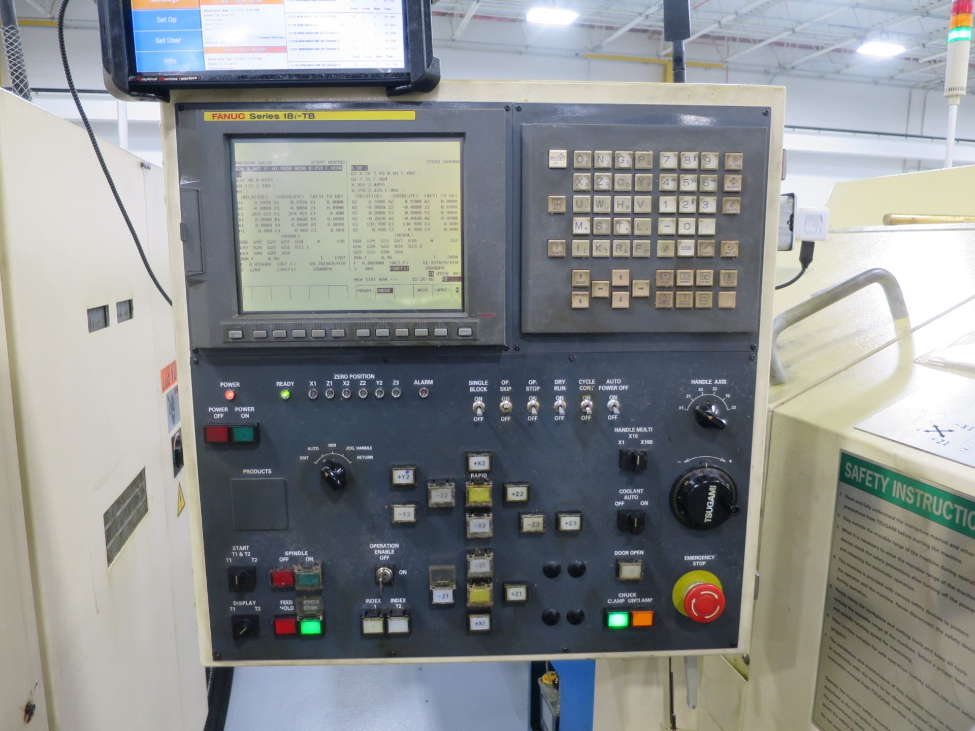 TSUGAMI MB-38SY TWIN SPINDLE TWIN TURRET CNC LATHE, S/N 205, NEW 2006 - Image 2 of 13