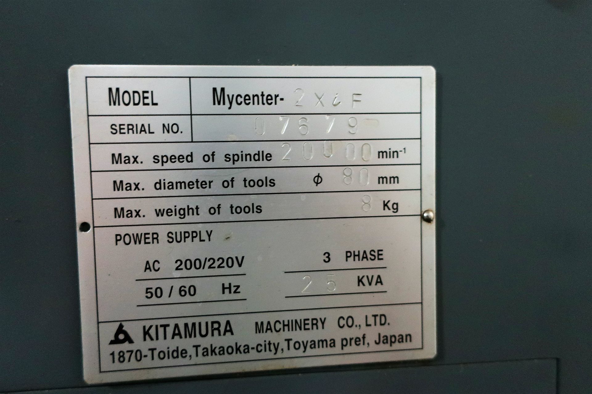 KITAMURA MYCENTER 2XIF SPARKCHARGER HIGH SPEED VERTICAL MACHINING CENTER, S/N 07679, NEW 2005 - Image 14 of 14