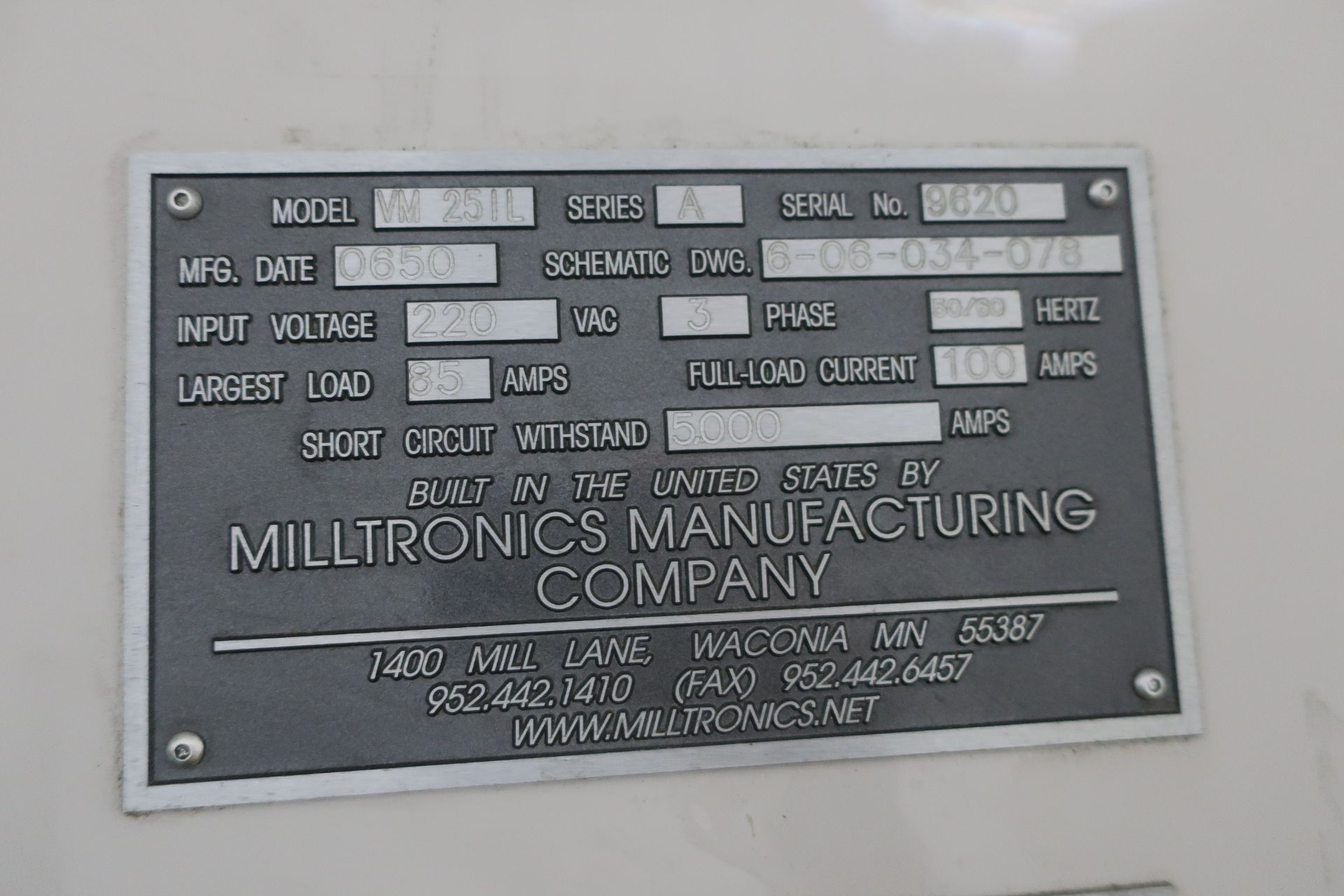 50"x24" MILLTRONICS VM25IL CNC 3-AXIS VERTICAL MACHINING CENTER, NEW 2006 - Image 7 of 7