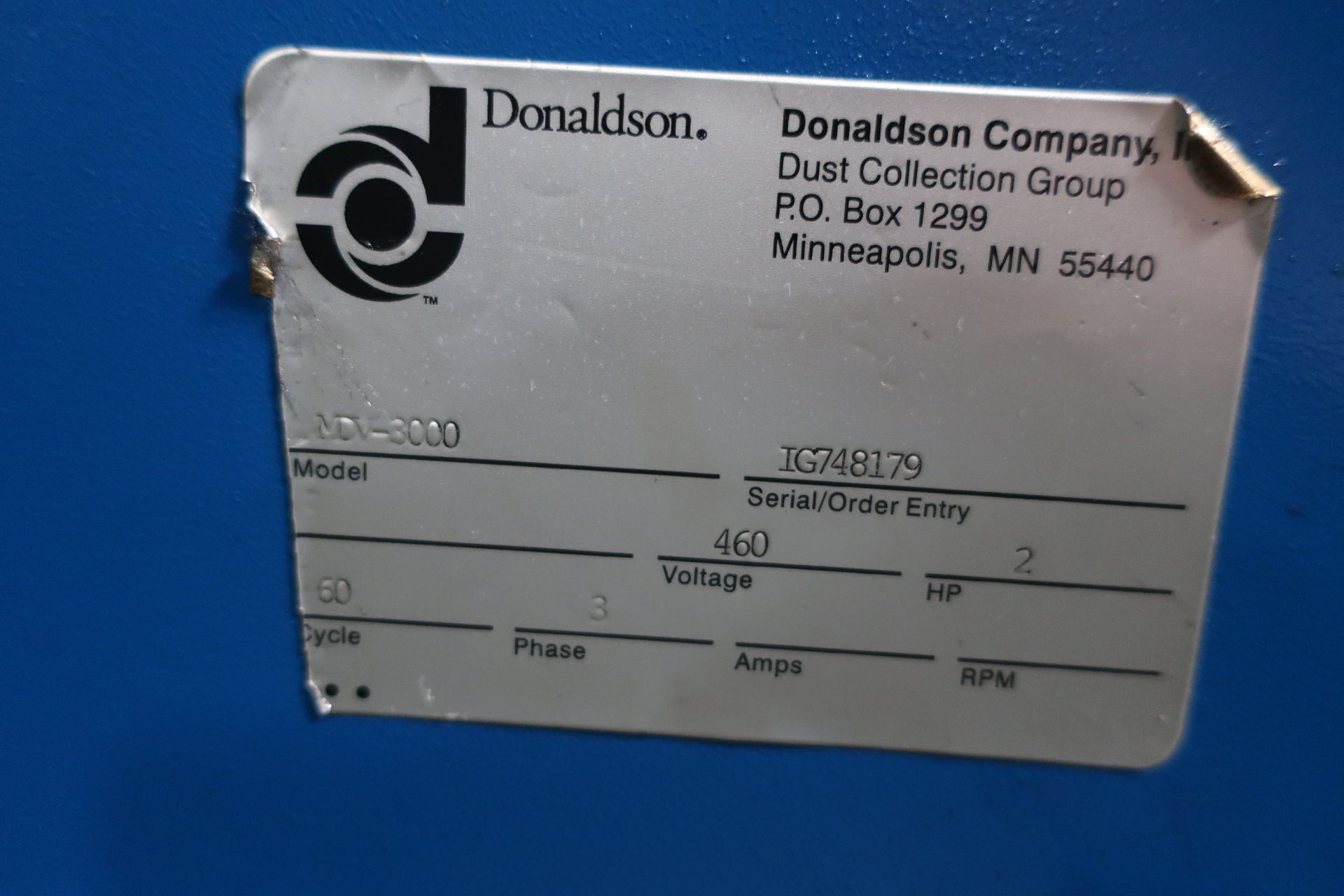 DONALDSON TORIT MDV-3000 MIST COLLECTOR, S/N IG748179 - Image 2 of 4