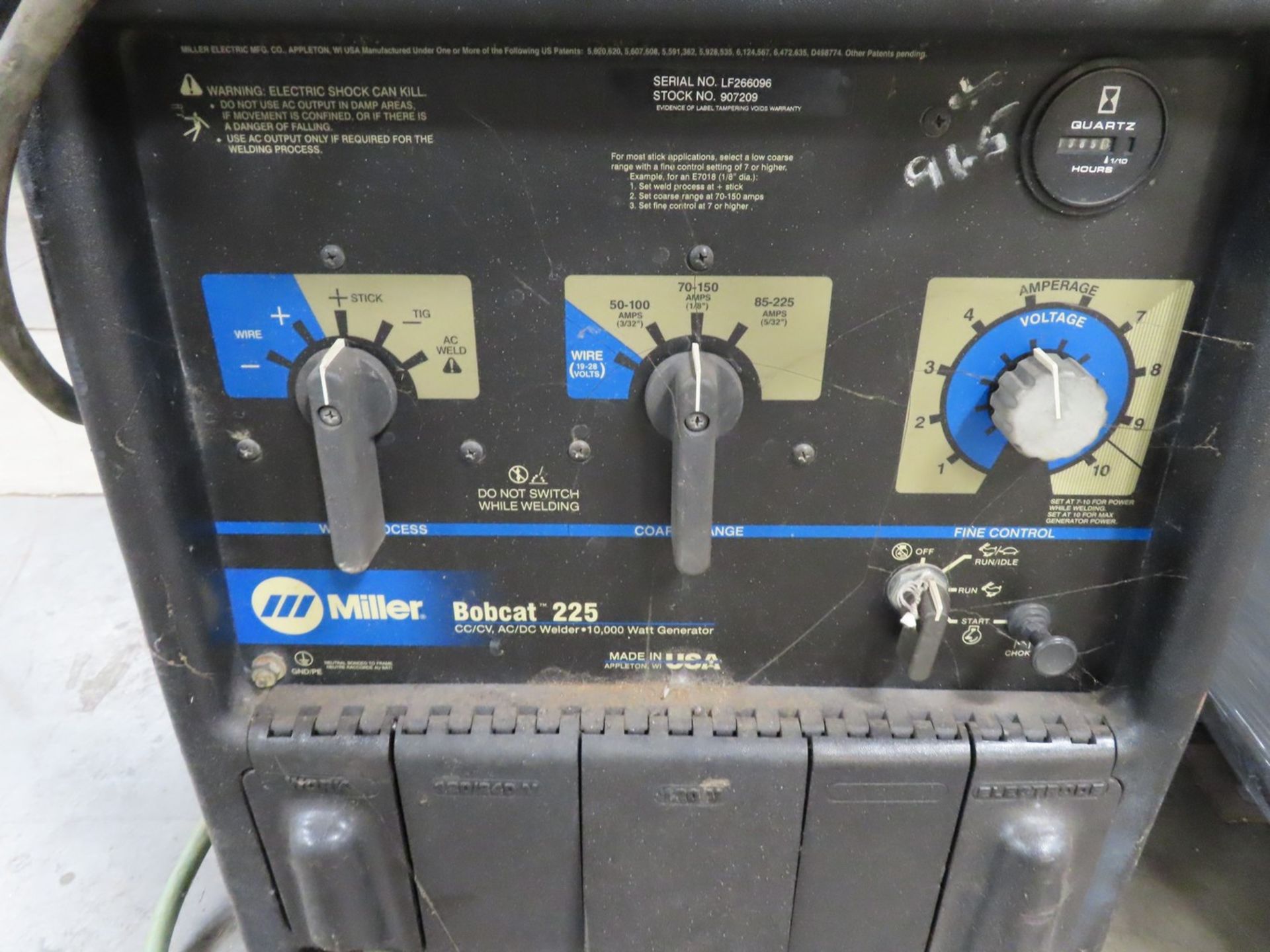 Miller Bobcat 225 CC/CV, AC/DC Welder, 10,000 Watt Generator w/ Cables - Image 2 of 6