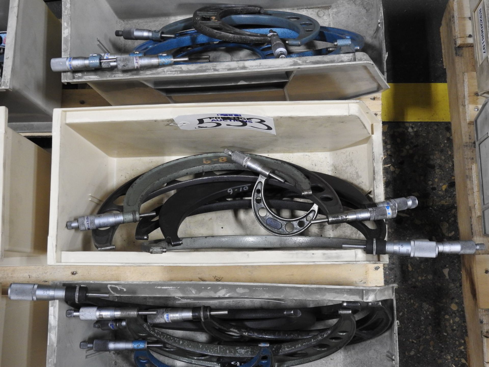(1) Tote Of Various Size Mitutoyo Outside Micrometers