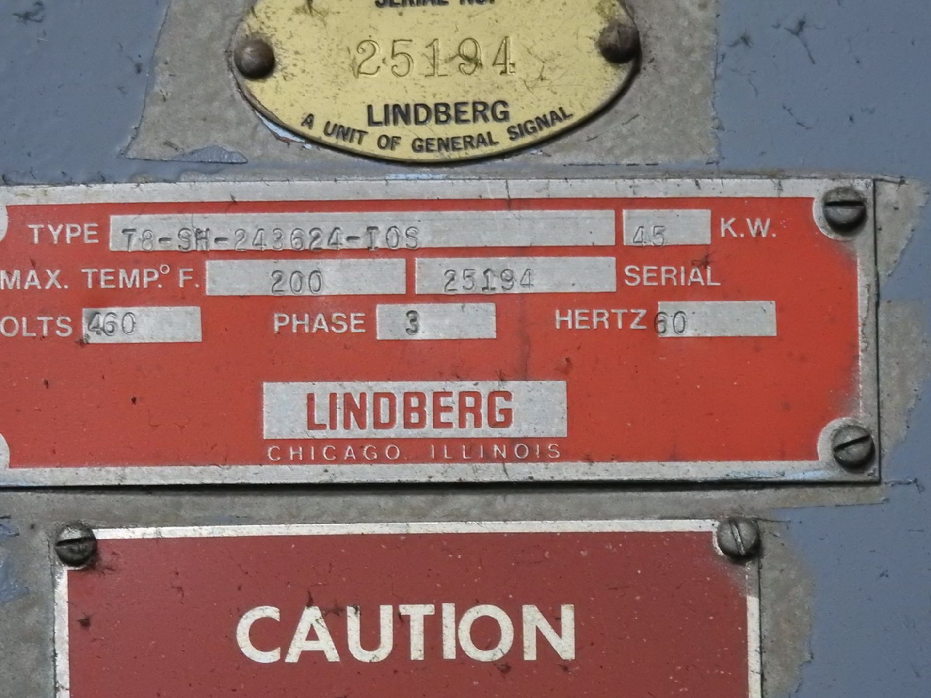 Lindberg 1200 Deg. Electric Draw Furnace, Type 78-SH-243624-IOS - Image 7 of 7