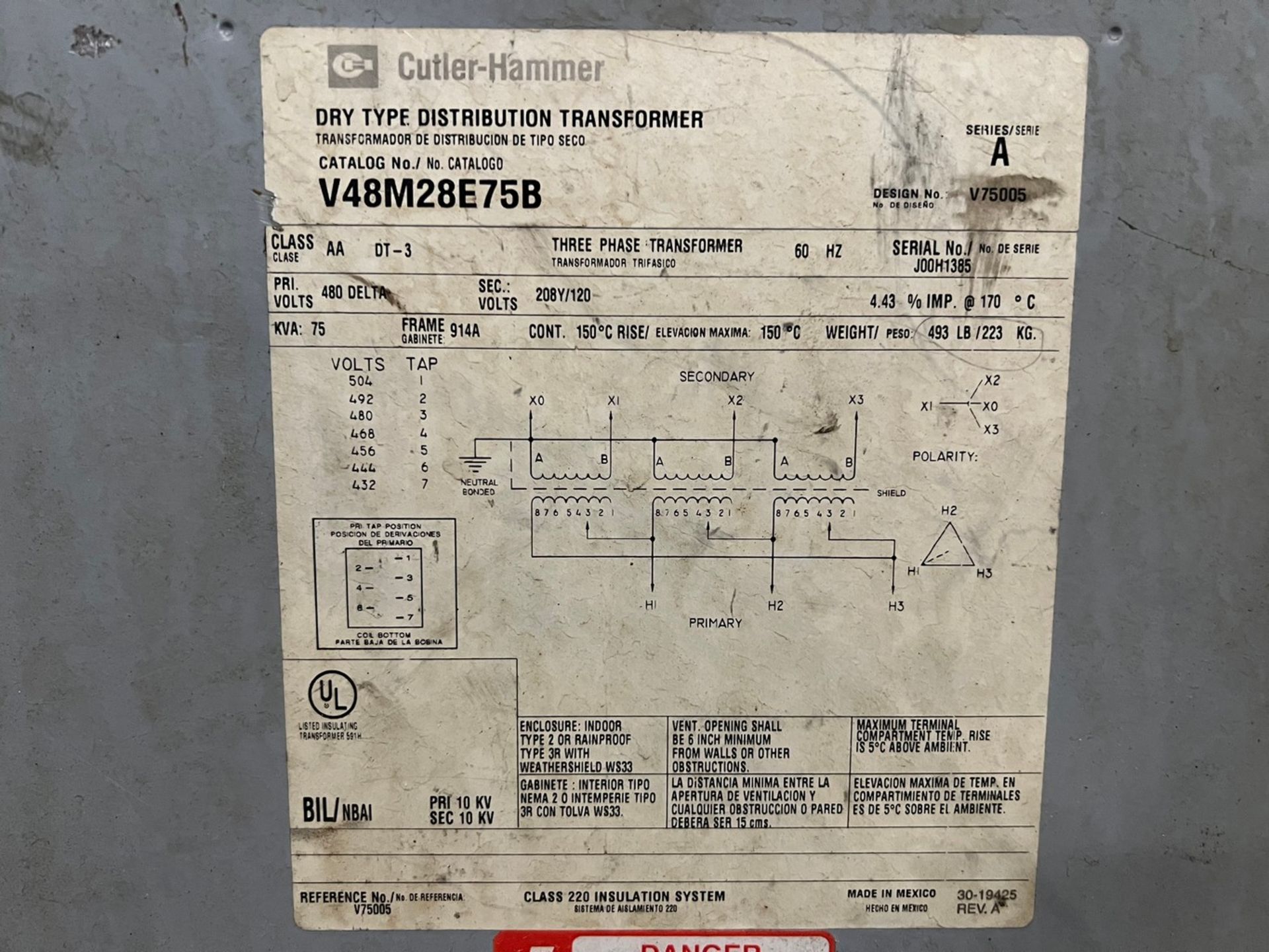 Cutler - Hammer Transformer - Image 2 of 2