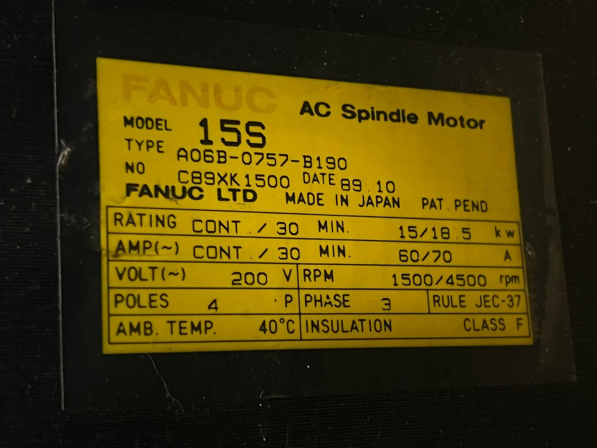 (3) Fanuc AC Spindle Motors - Image 4 of 4