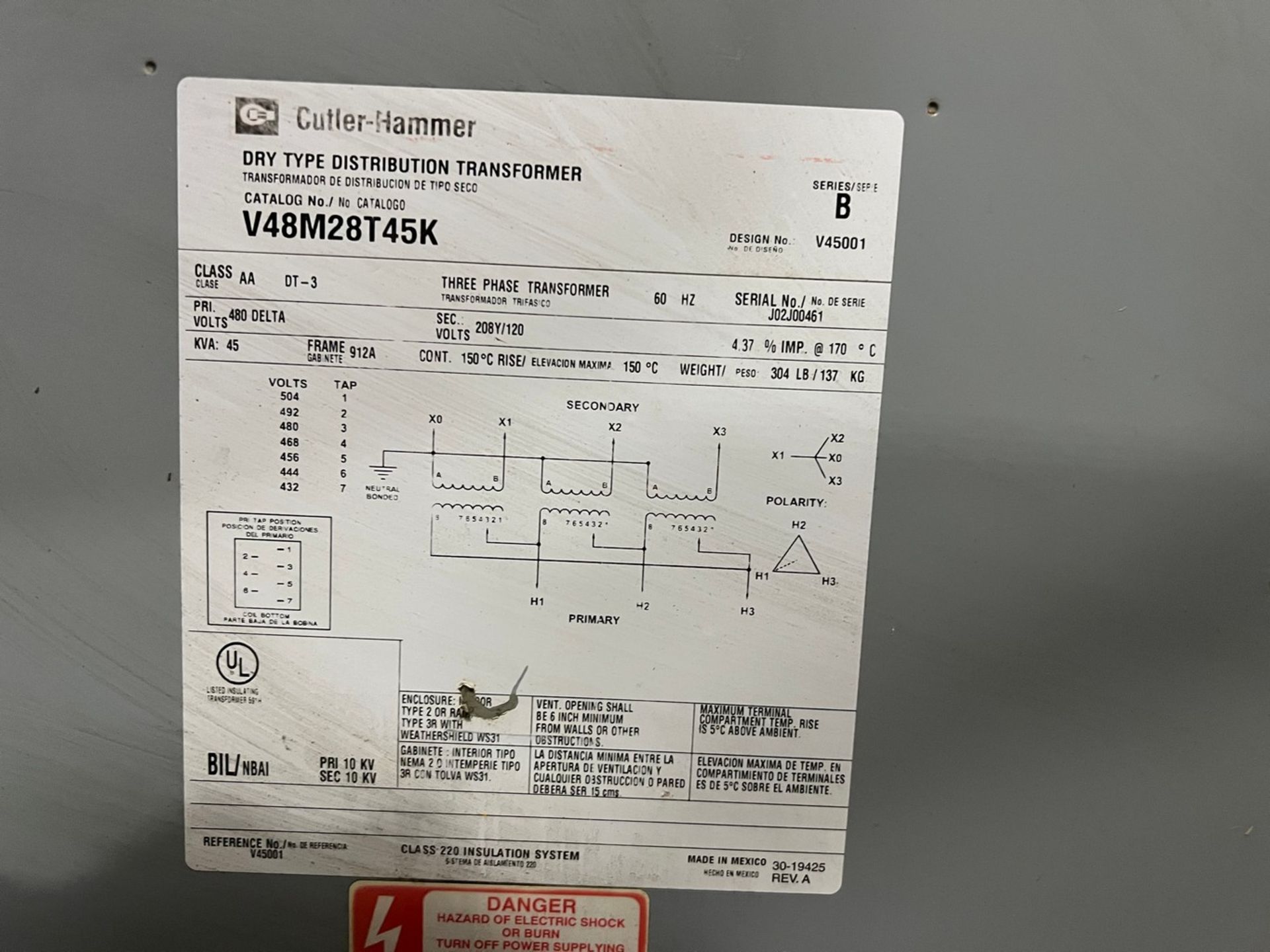 Cutler - Hammer Transformer - Image 2 of 2