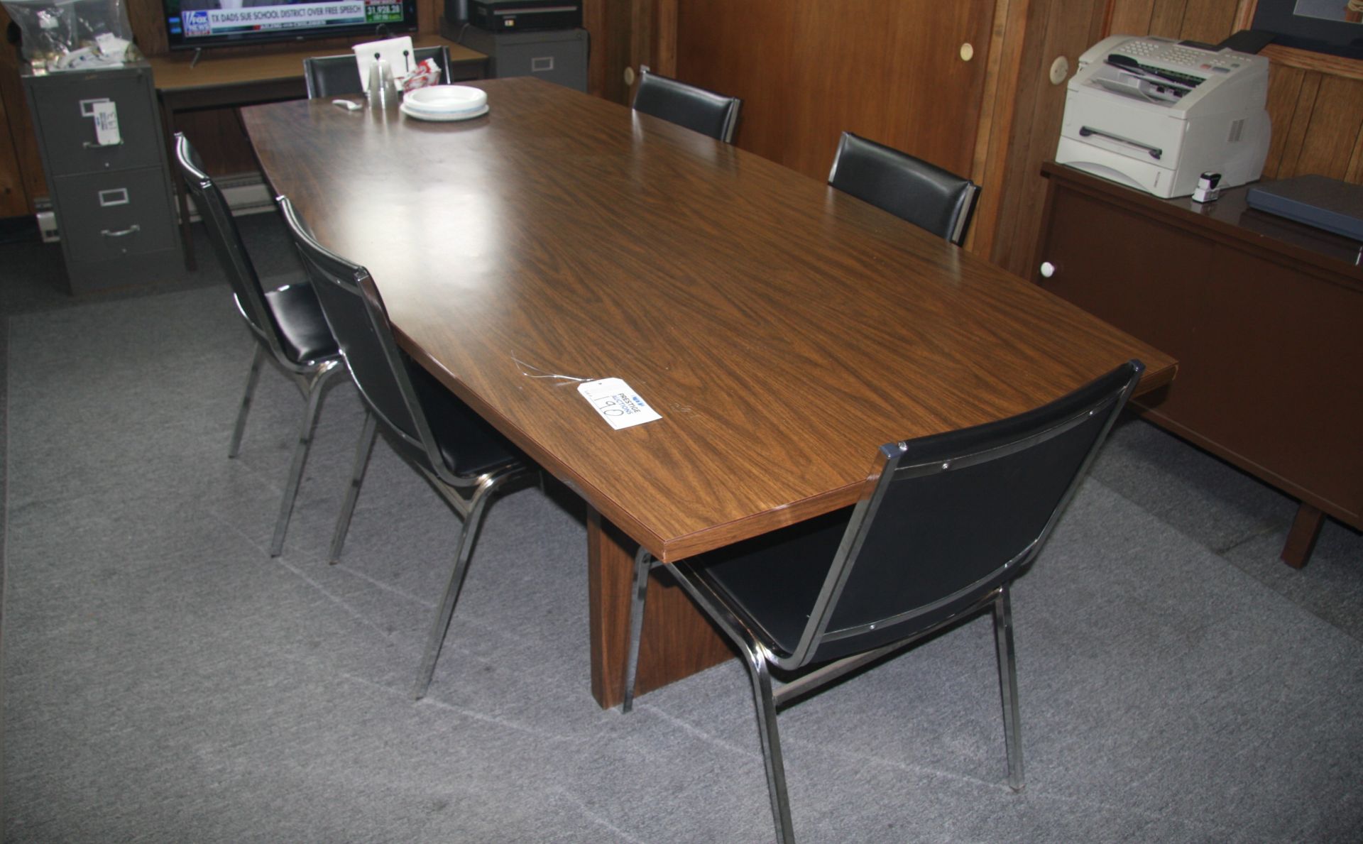 Approx. 10' Conference Table with (6) Side Stacking Chairs