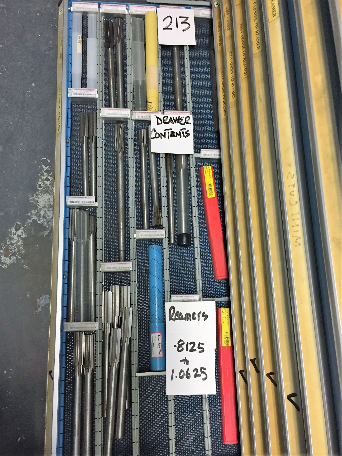 Drawer Contents: Assorted Reamers .8125 to 1.0625