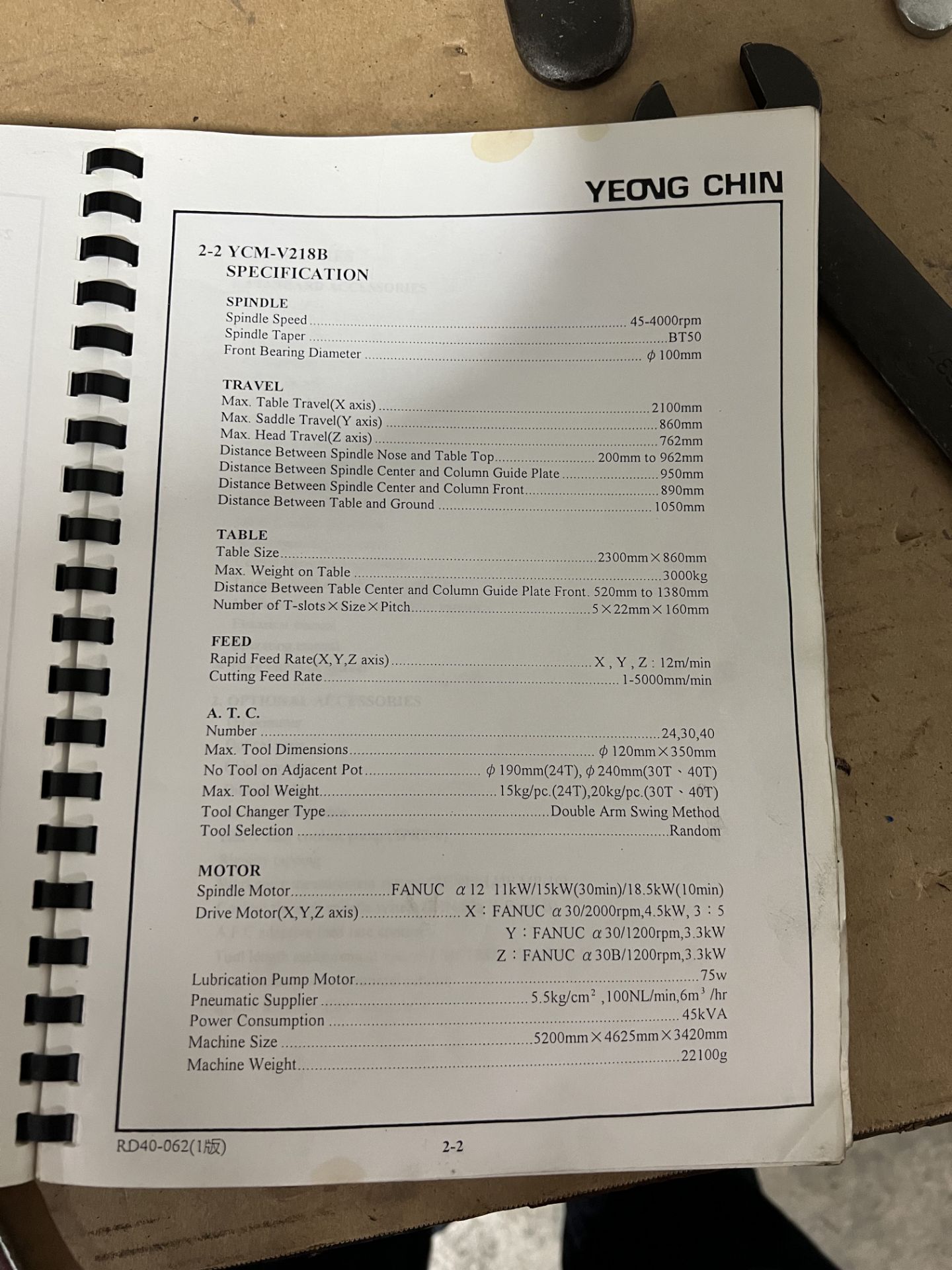 YCM Model V218B CNC Vertical Machining Center - Image 10 of 15