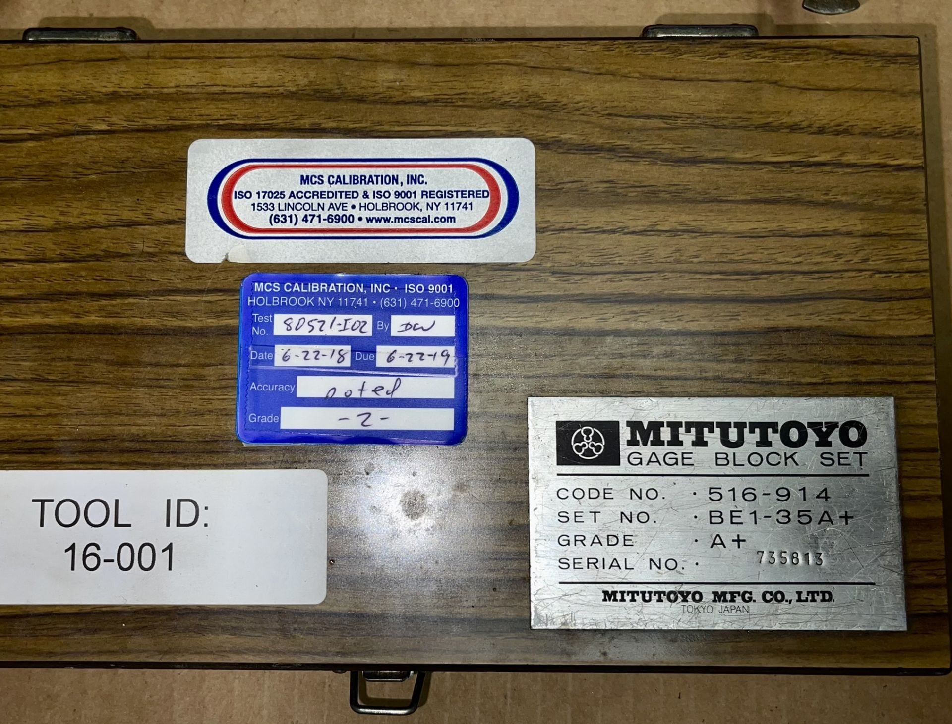 Mitutoyo Gage Block Set Code #516-914, Set #BEI-35A+, S/N 735813 - Image 3 of 3