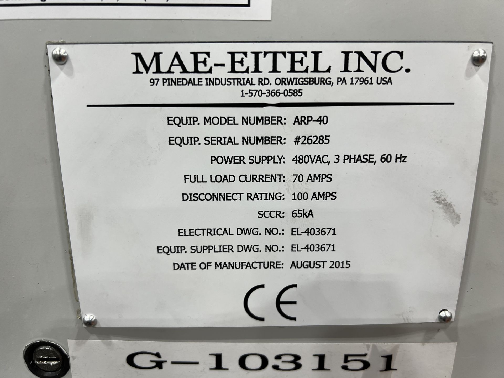 Mae - Eitel ARP-40 C-Frame Automatic Straightening Press - Image 9 of 11