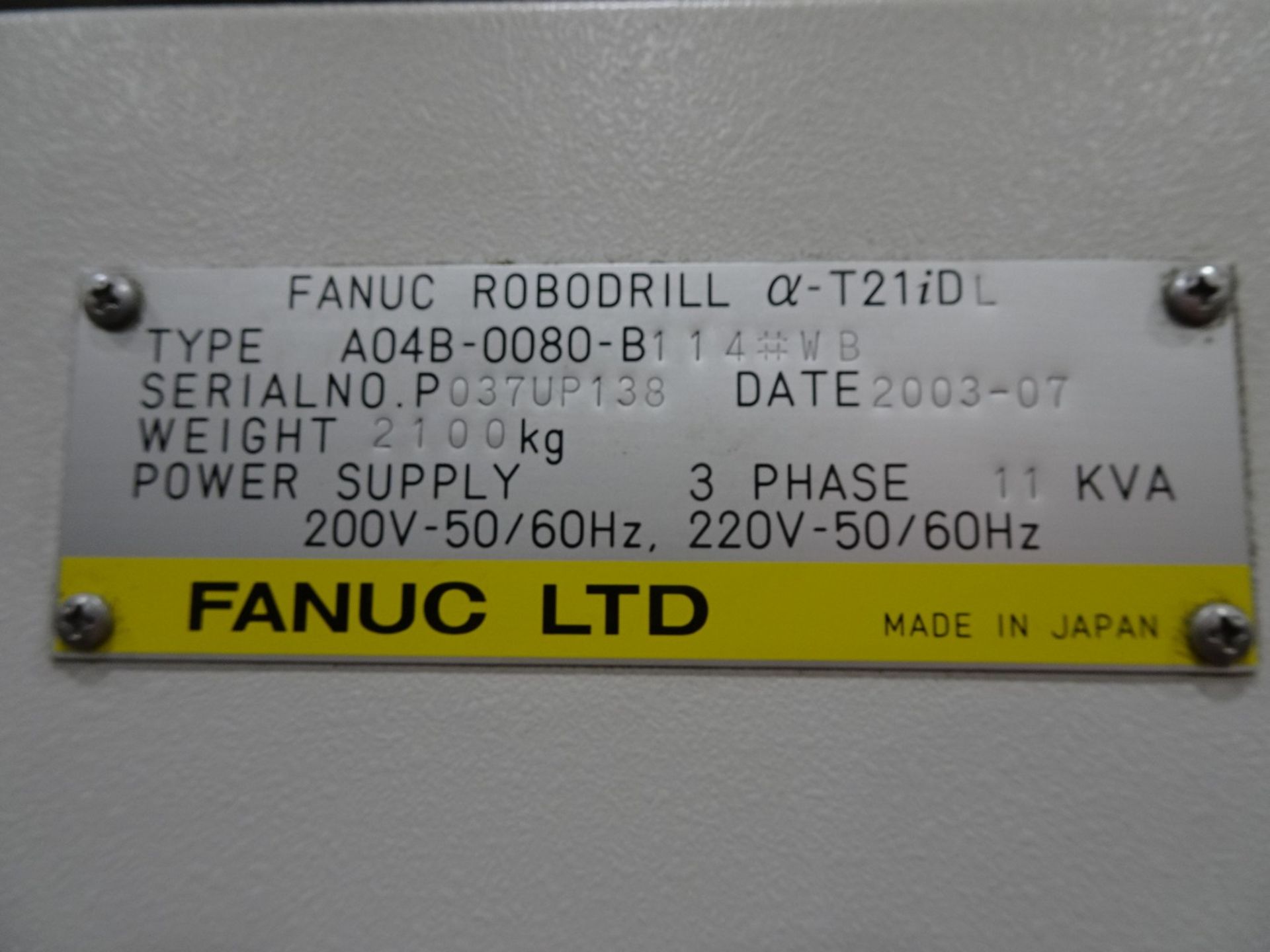 Fanuc Robodrill Model a-T21iDL CNC Vertical Machining Center - Image 6 of 8