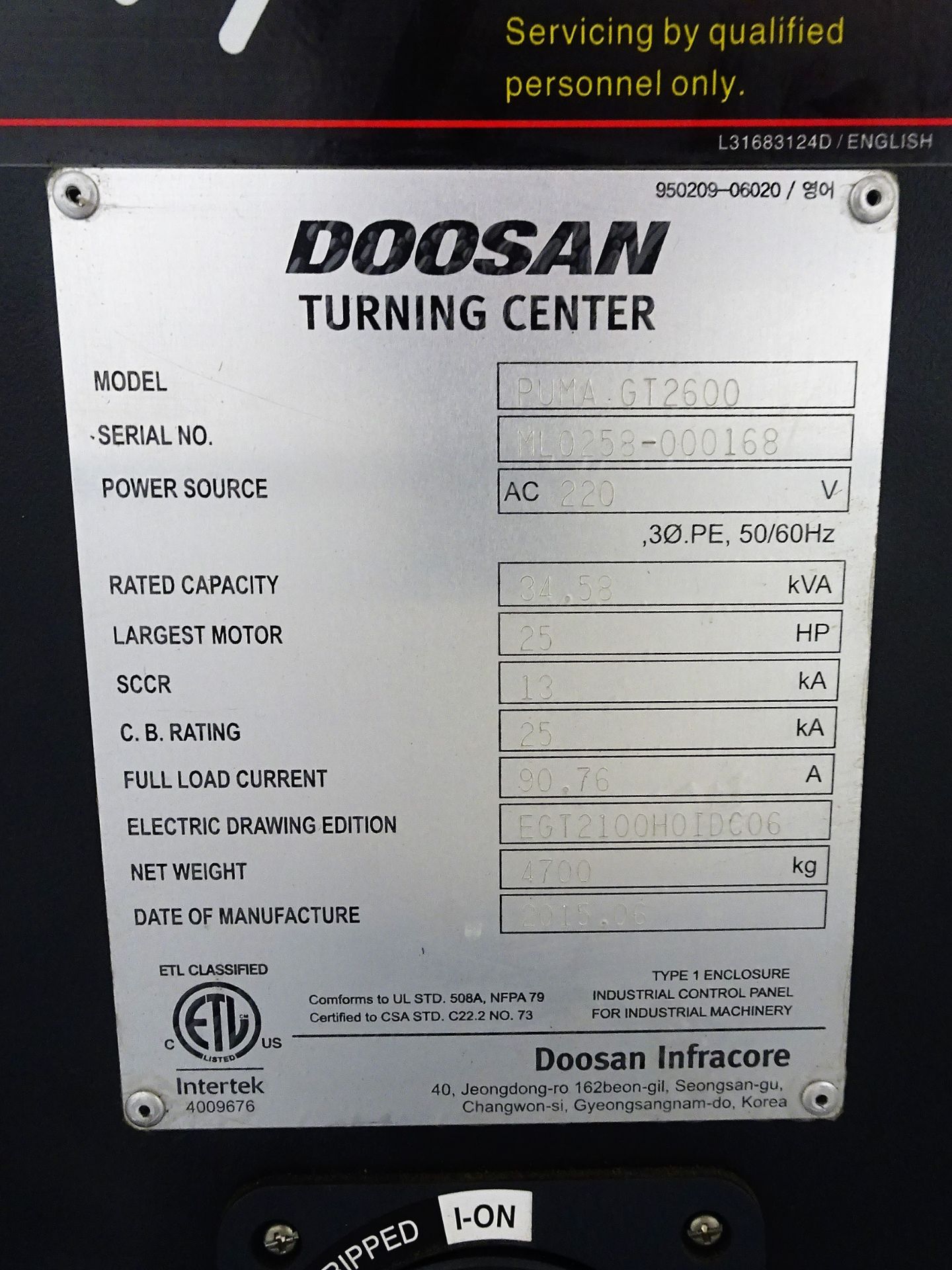 Doosan Puma GT2600 CNC Lathe, New 2015 - Image 12 of 12