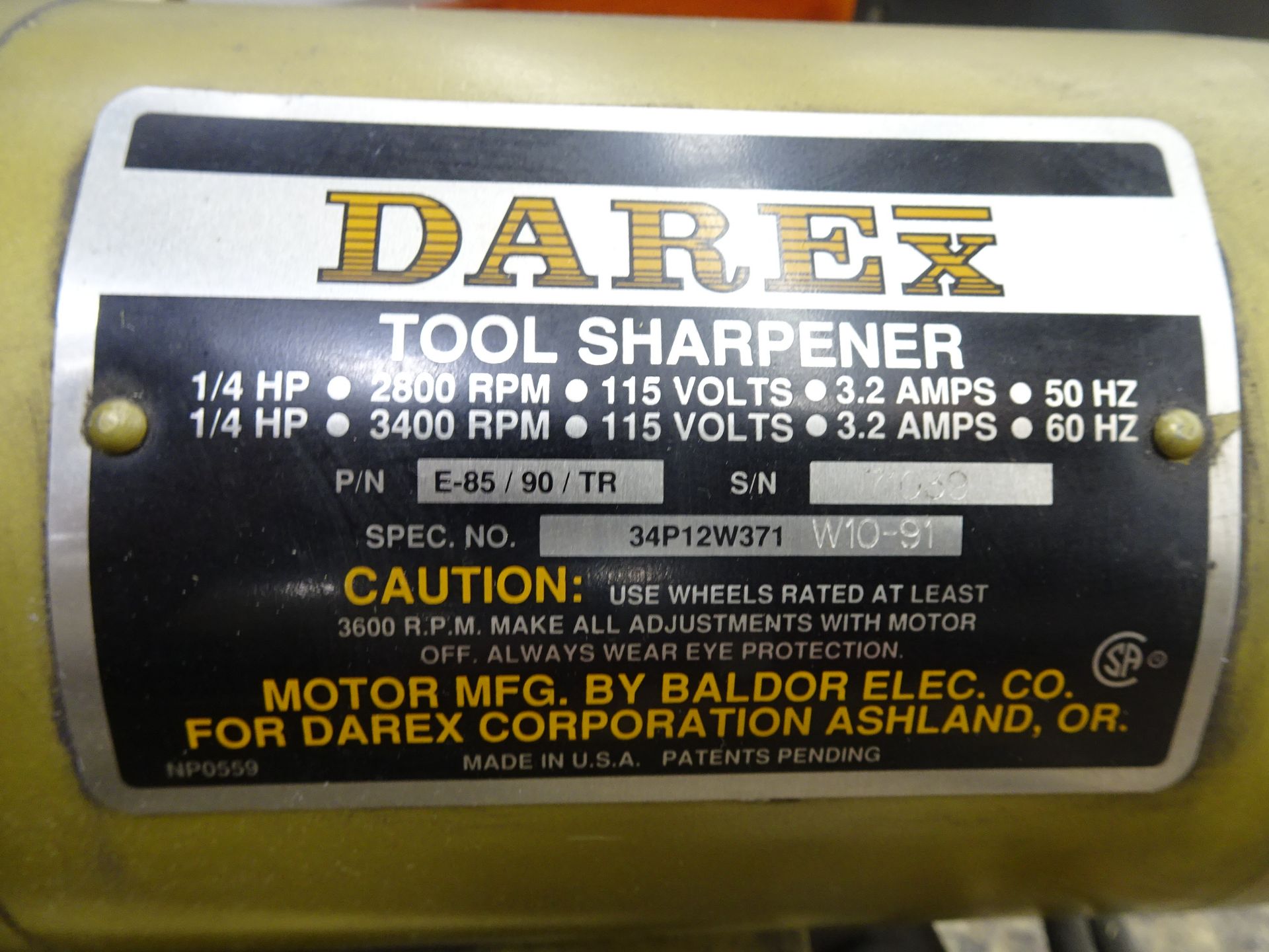 Darex E-85/90/TR Tool Sharpener - Image 3 of 3