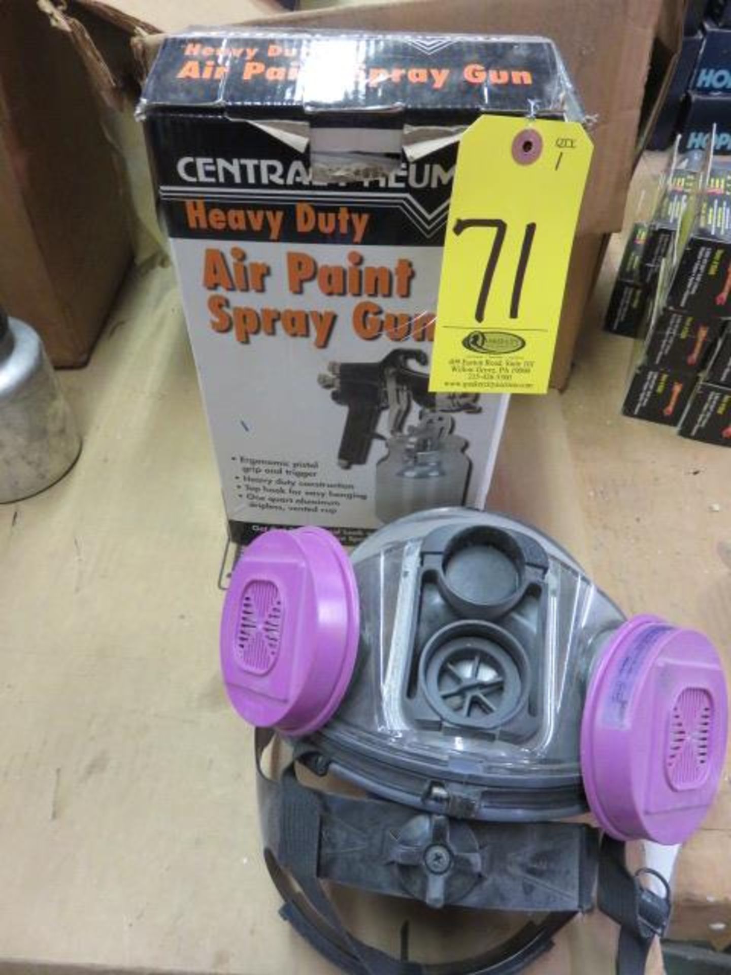 CENTRAL PNEUMATIC 97855 HD AIR CUP PAINT SPRAY GUN AND BREATHING MASK
