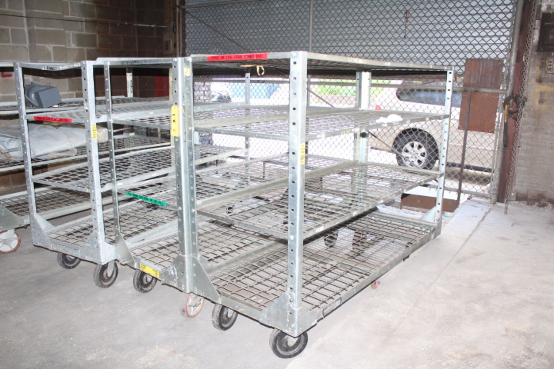 (2) STEEL FRAME WIRE SHELF HD MOBILE CARTS, 29 X 76