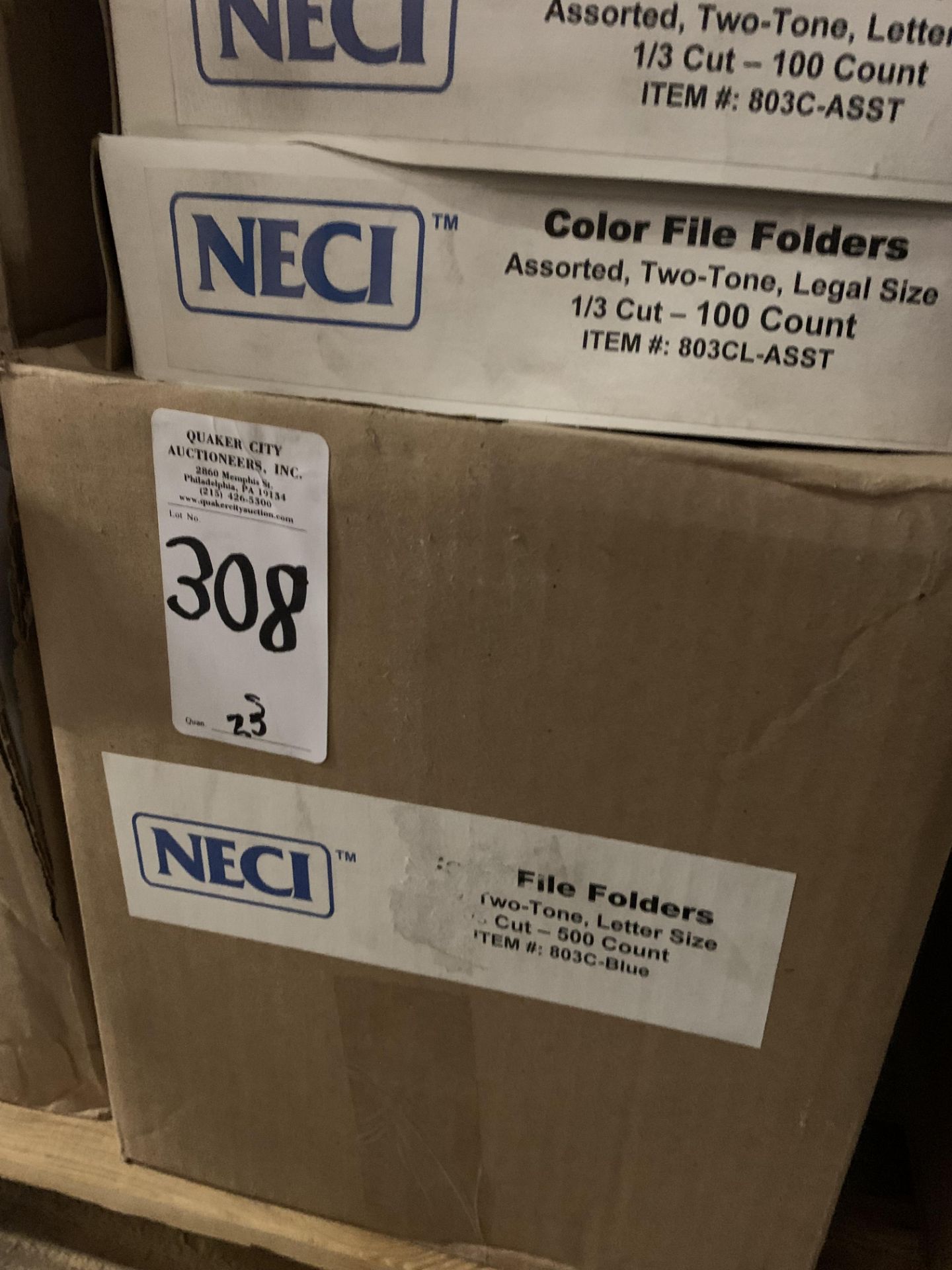 (10 BOXES) OF NECI 803C (ASSORTED COLORS PER BOX) 1/3 CUT 2-TONE LETTER SIZE FILE FOLDERS (100/PER B - Image 2 of 2