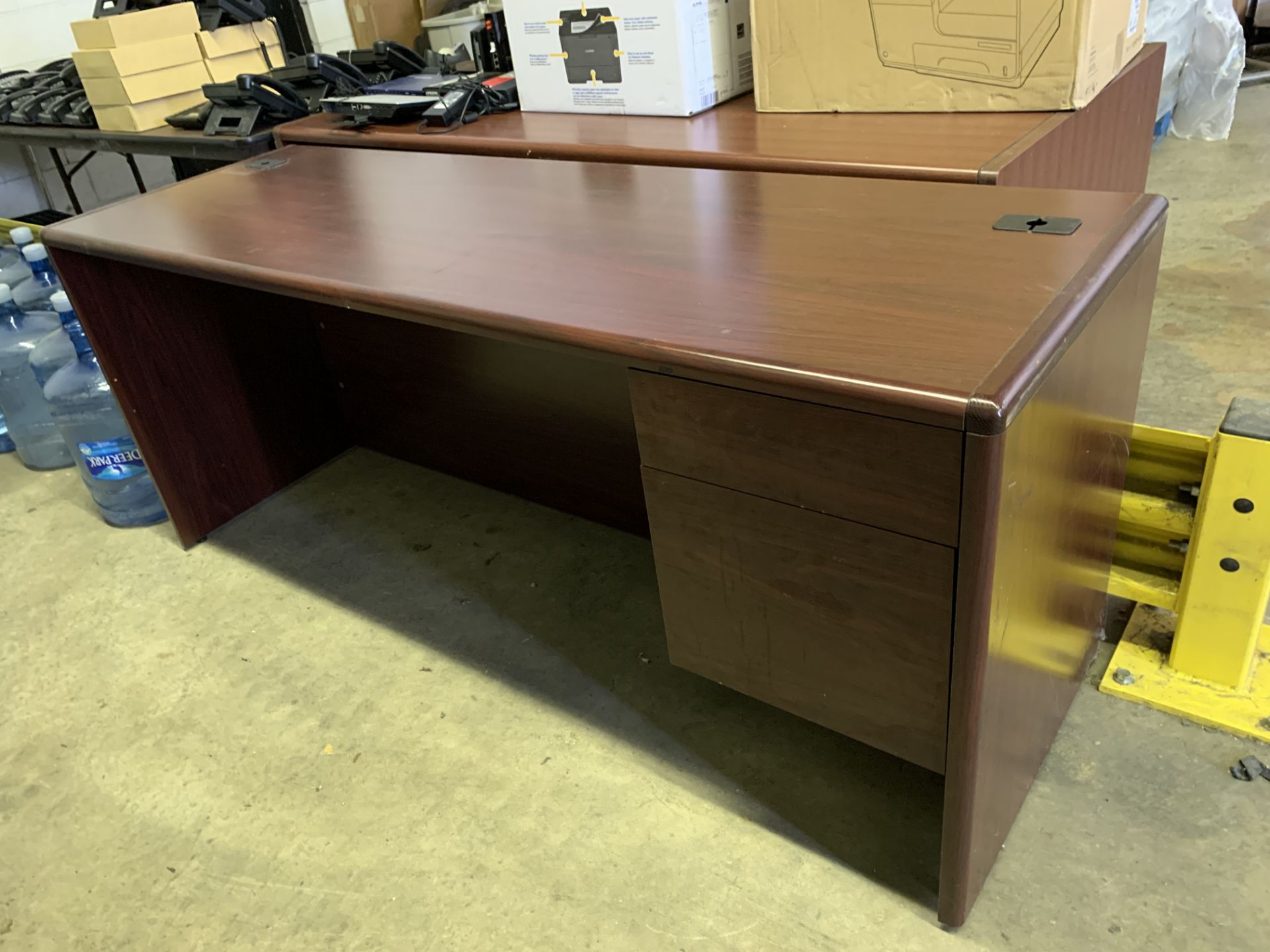 36 IN. X 72 IN. LAMINATED DOUBLE PEDESTAL DESK WITH CREDENZA