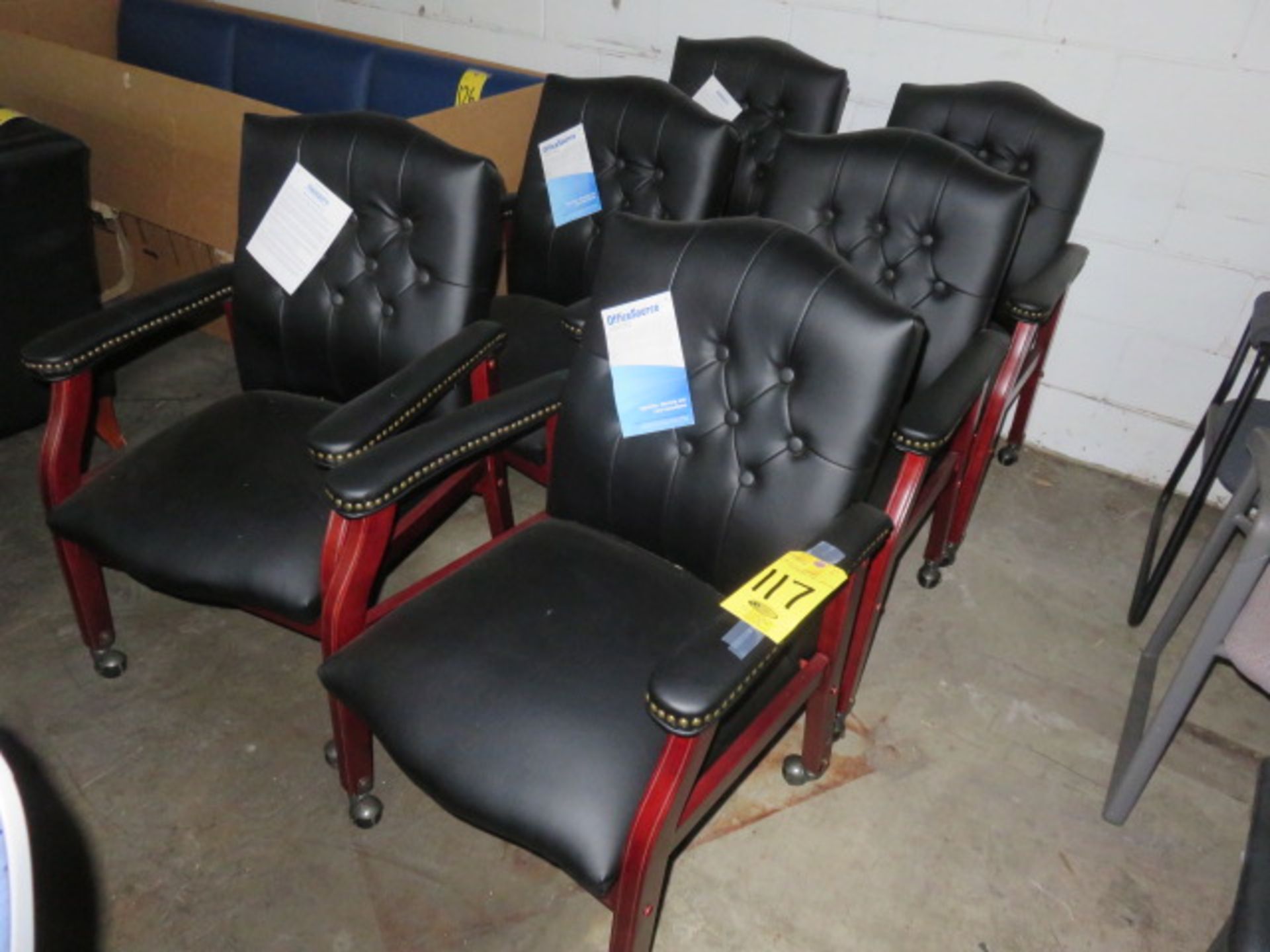(6-NEW) TUFTED BACK RIVETED CONFERENCE CHAIRS WITH CASTORS - Image 2 of 2