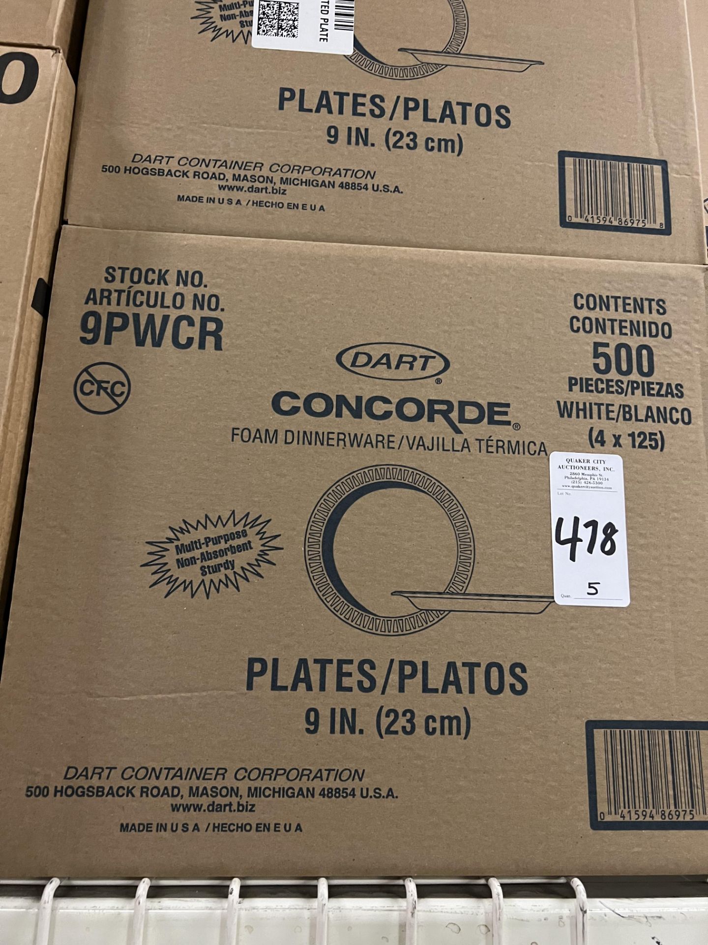 (5 CASES) OF DART 9PWCR WHITE 9 IN. FOAM DINNERWARE PLATES (500/PER CASE)