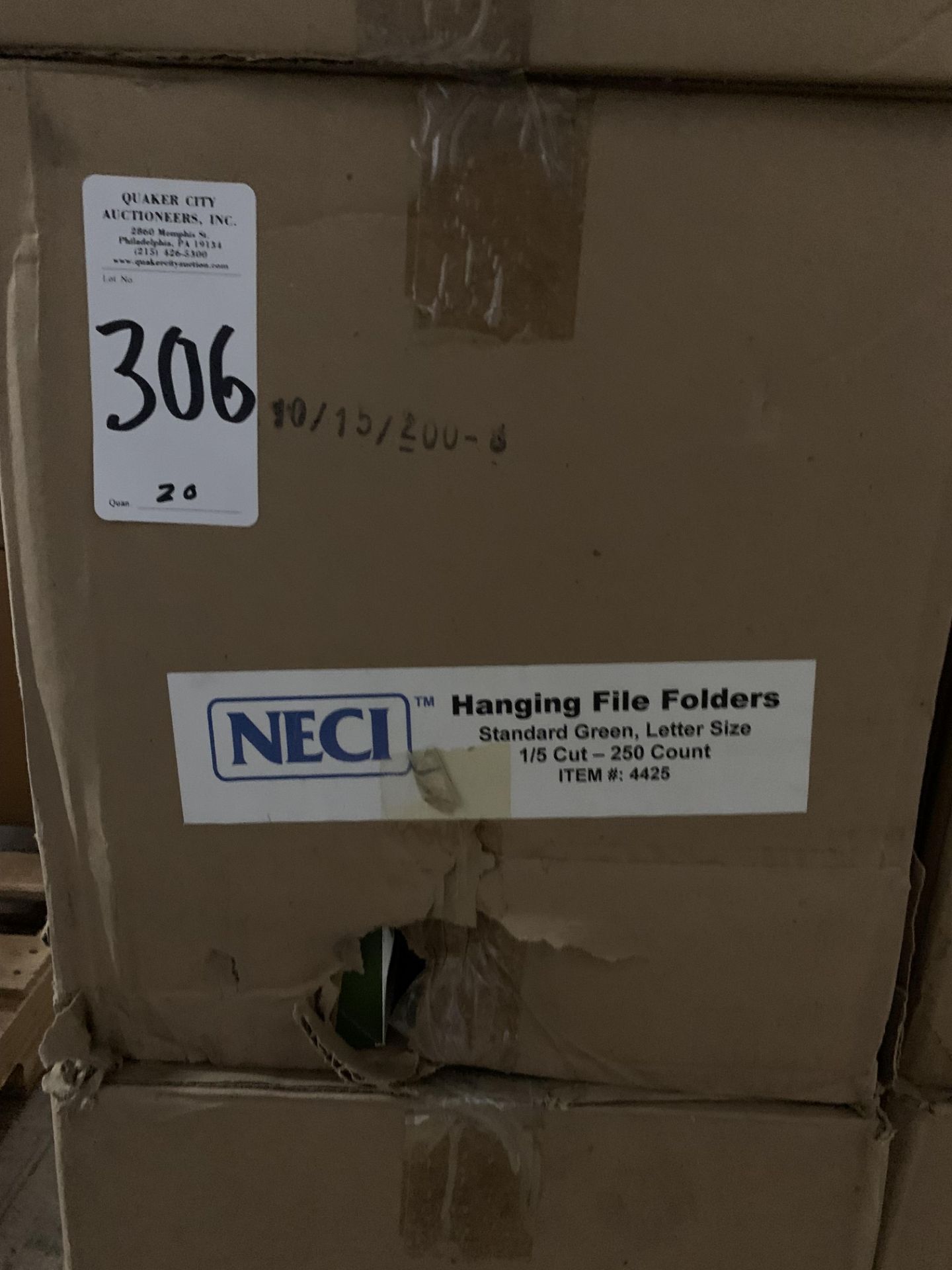 (20 BOXES) OF NECI 4425 STANDARD GREEN LETTER SIZE 1/5 CUT HANGING FILE FOLDERS (25/PER BOX) - Image 2 of 2