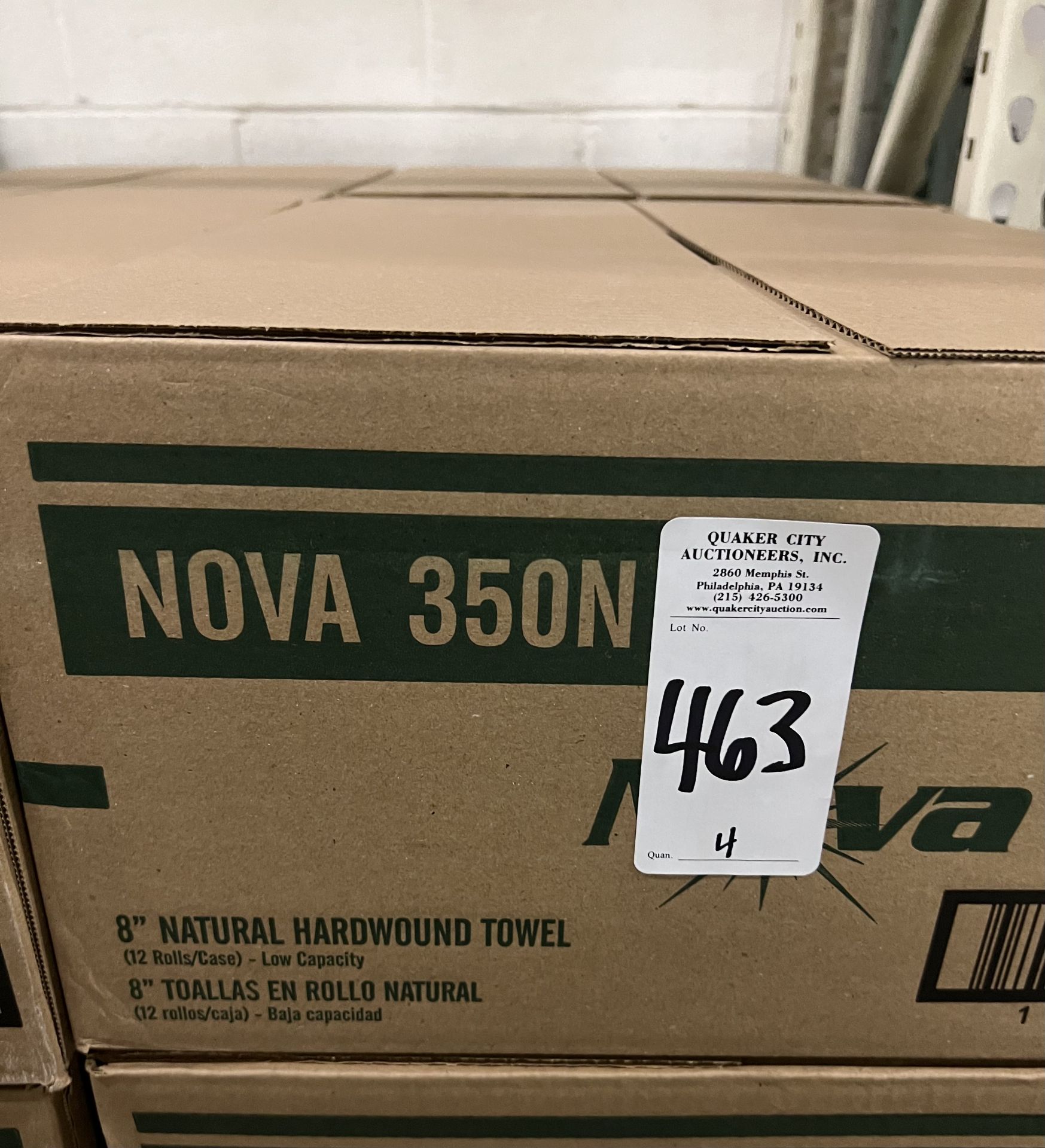 (4) CASES NOVA 350N 8 IN. NATURAL HARDWOUND TOWELS, 12 TOWELS CASE