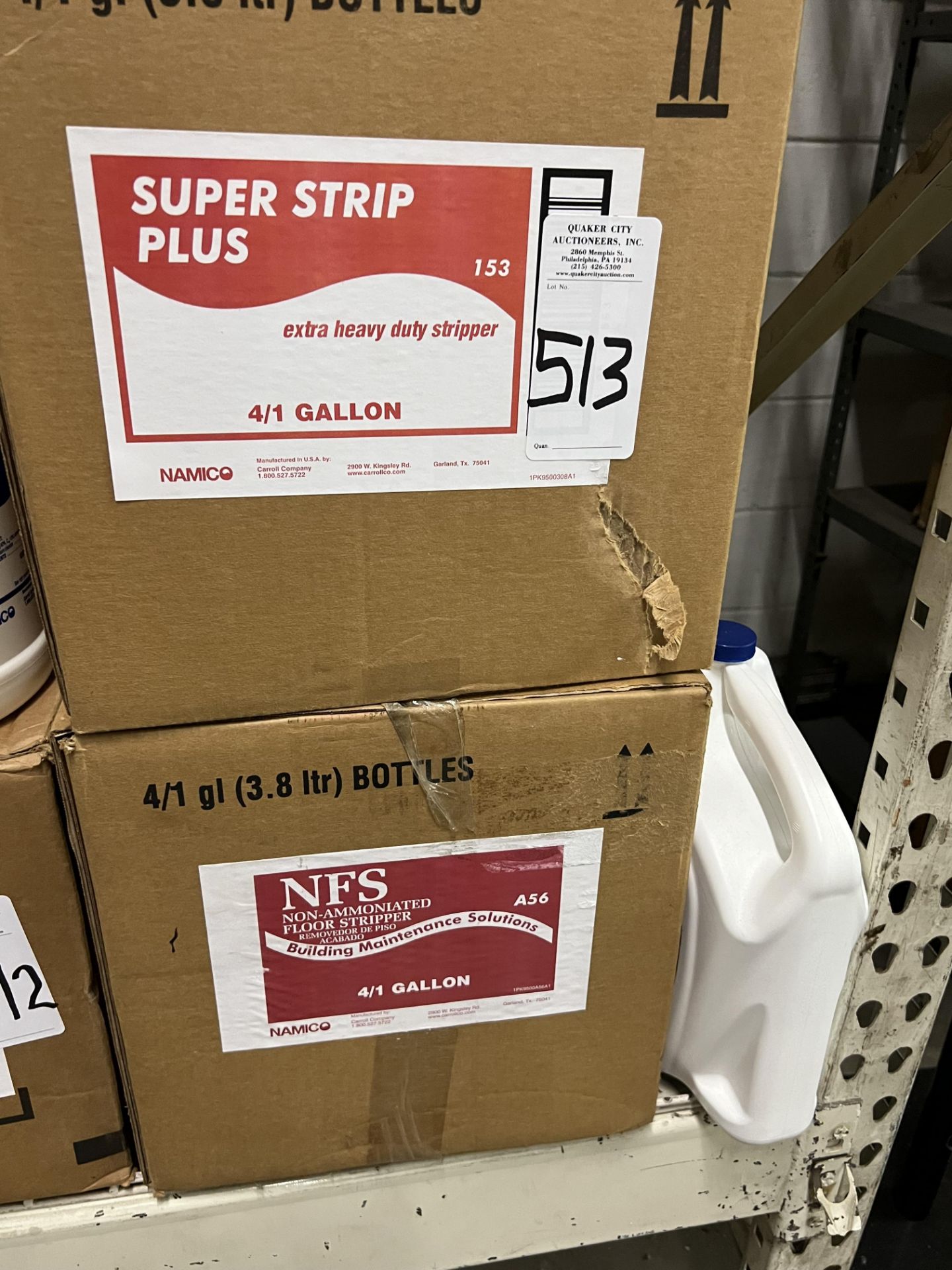 (4) GALLONS OF NAMICO NO. 153 SUPERSTRIP PLUS AND (4) GALLONS OF A55 NON-AMMONITED FLOOR STRIPPER AN