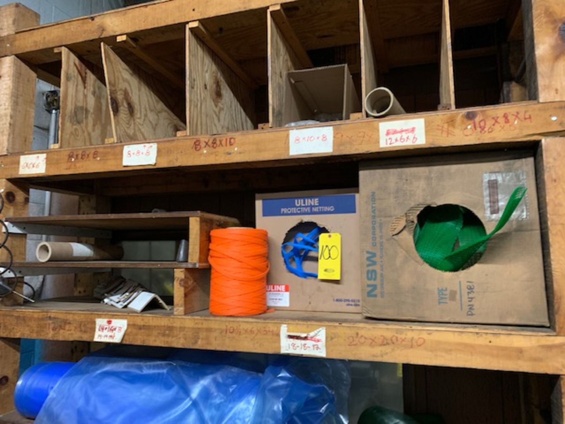 PROTECTIVE TOOL NETTING, (2) ROLLS OF PLASTIC SHEETING, ASSORTED CORRUGATED BOXES... - Image 2 of 3
