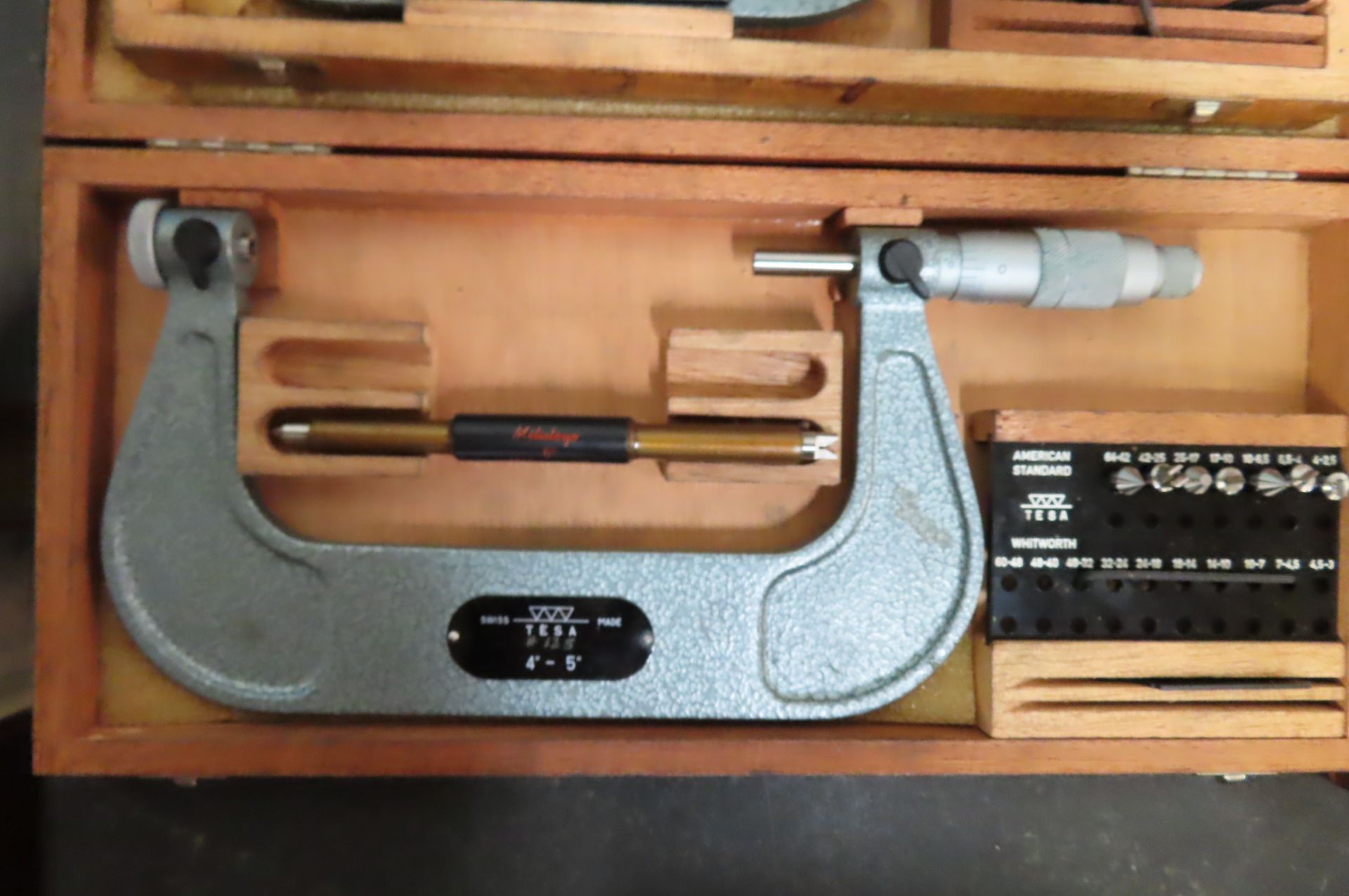 (5) TESA THREAD MICROMETERS, 0-1, 1-2, 2-3 3-4 AND 4-5 IN, MISSING ANVILS - Image 2 of 2