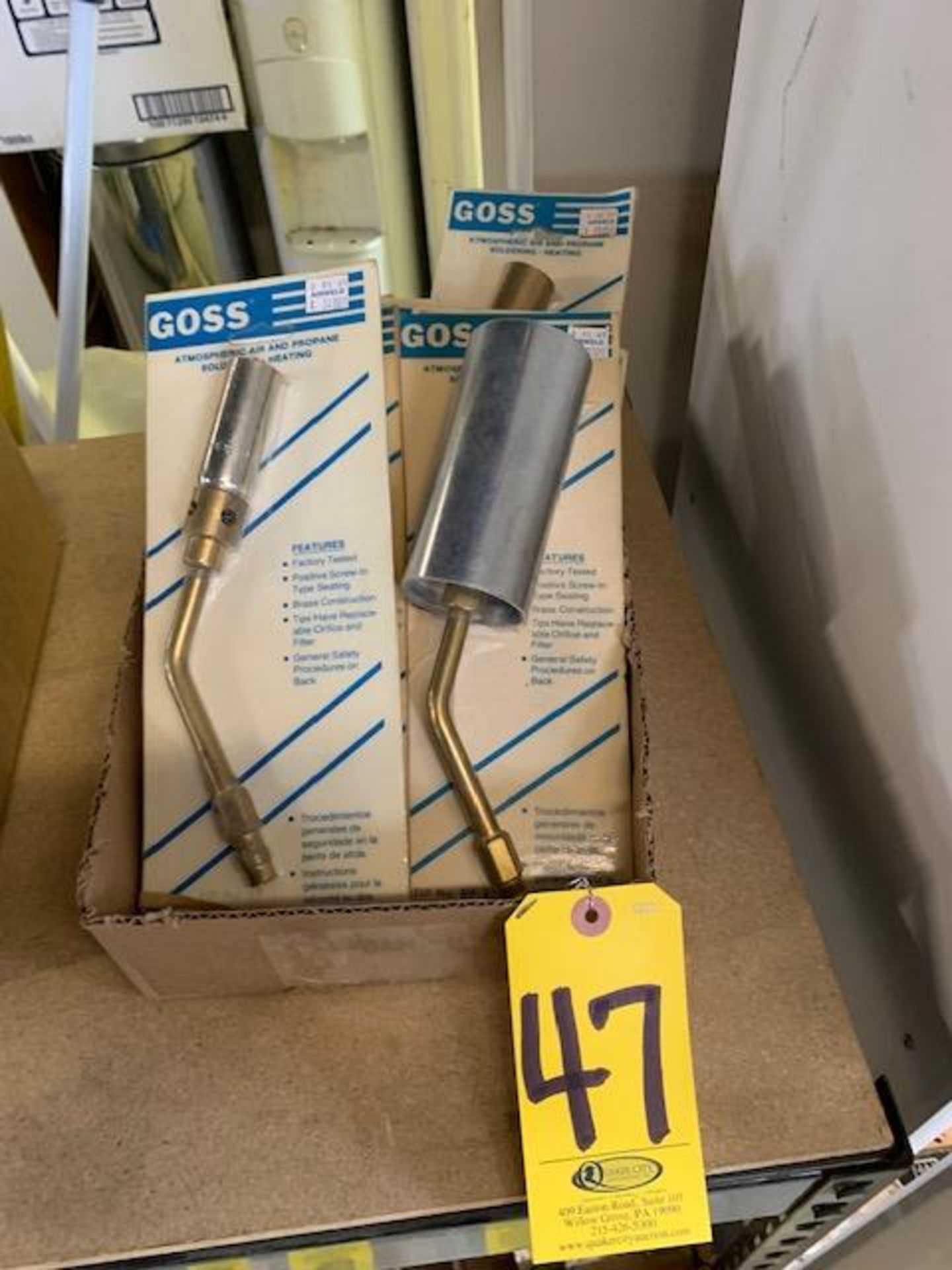 (9 NEW) ASSORTED GOSS ATMOSPHERIC AIR AND PROPANE SOLDERING-HEATING TORCHES