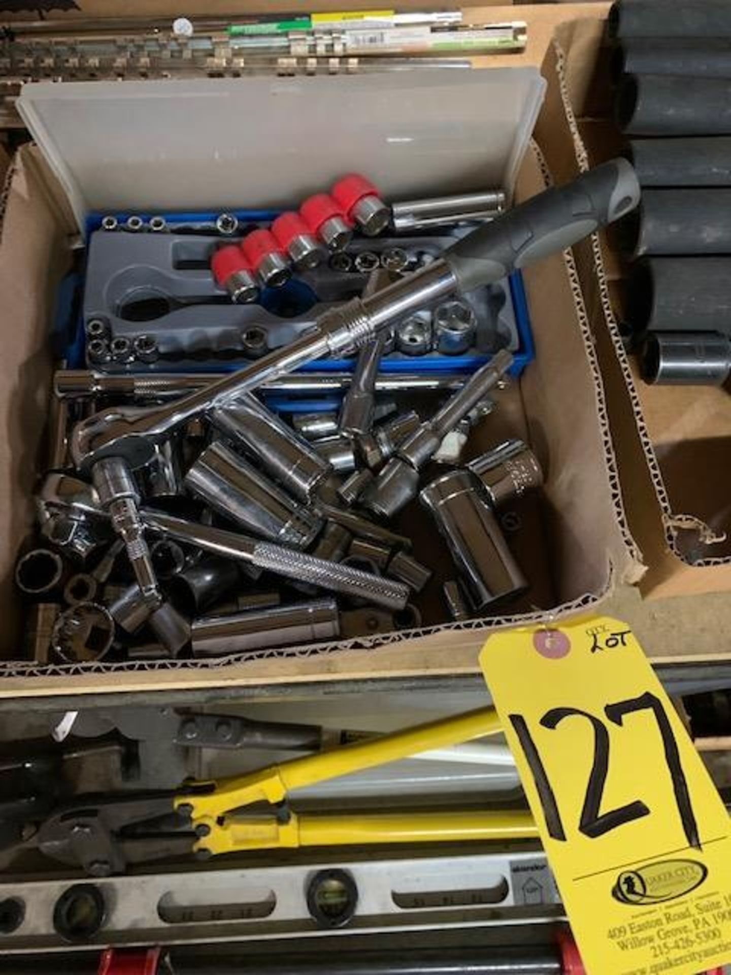 ASSORTED SOCKETS AND WRENCHES