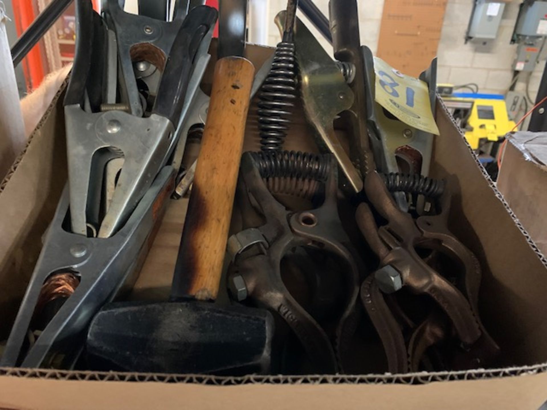 ASSORTED GROUNDING CLAMPS, CHIP HAMMER AND MINI-SLEDGE