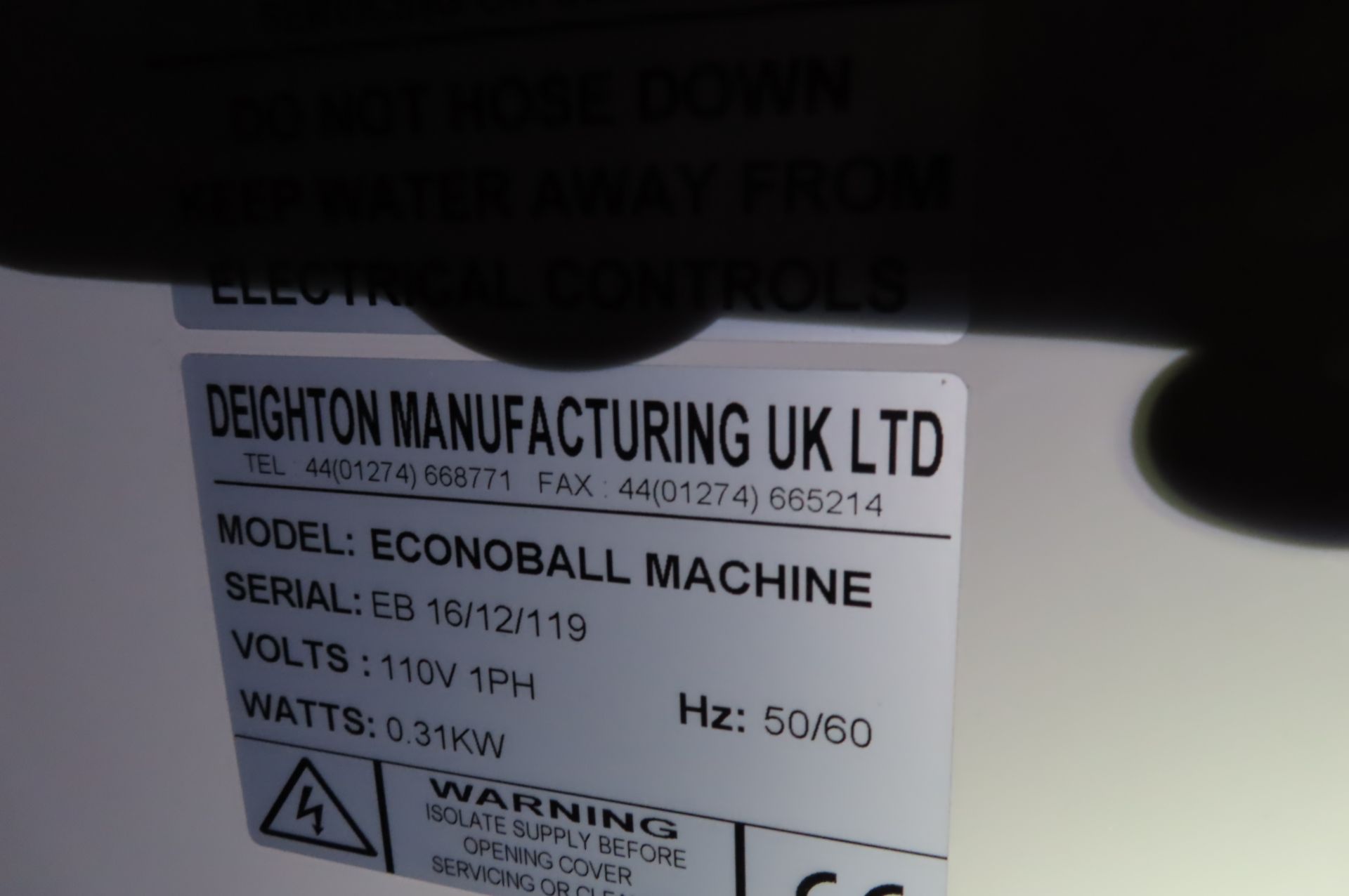 DEIGHTON ECONOBALL MEATBALL FORMING MACHINE, S/N EB-16/11/119 - Image 5 of 7