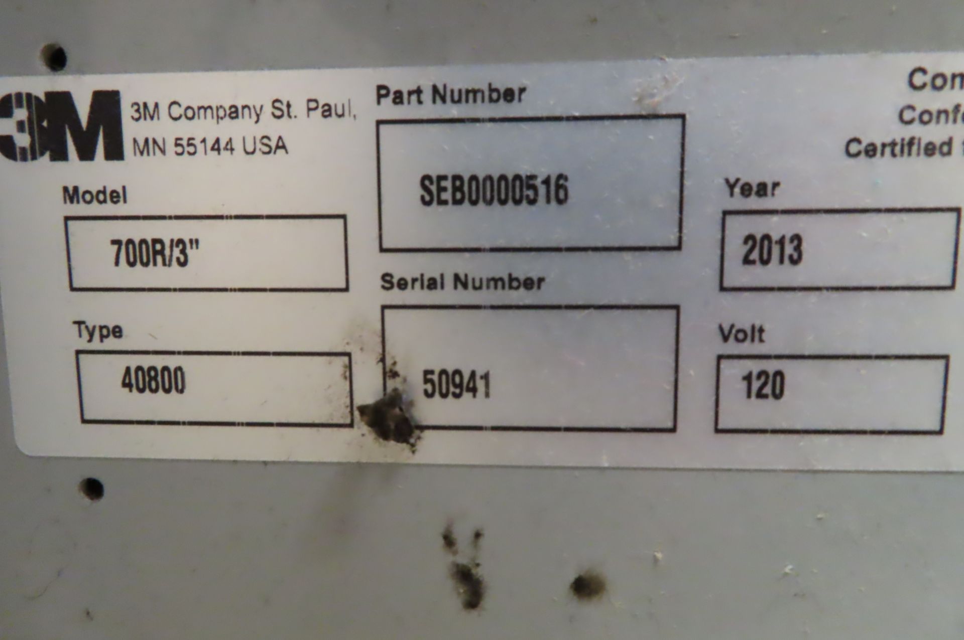 2013 3M 700R RANDOM CASE SEALER, TYPE 40800, S/N 50942 - Image 2 of 3