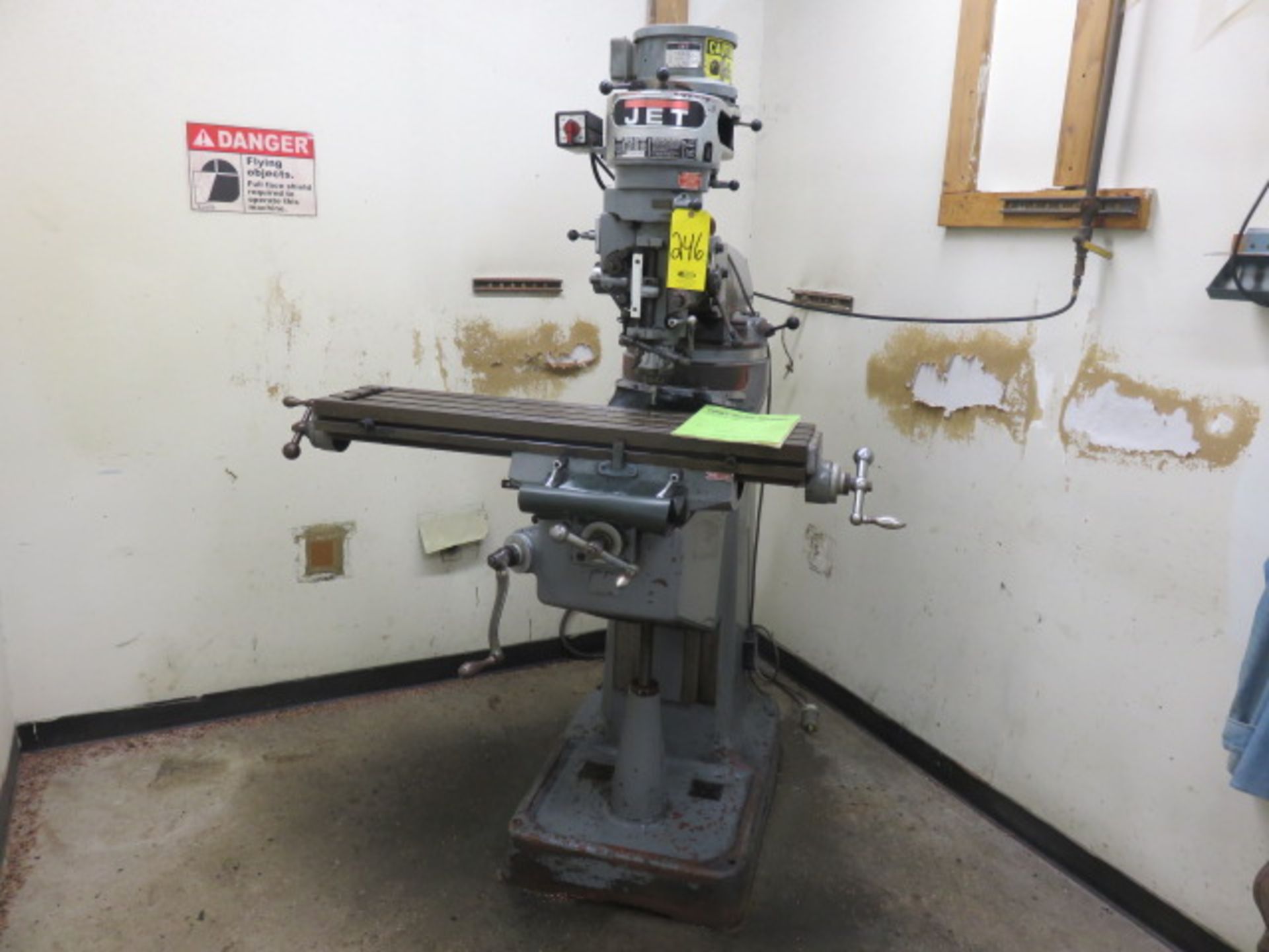 JET JTM-1 TURRET MILLING MACHINE, S/N 501015, NO. 690082, 9 IN. X 42 IN. POWER FEED TABLE, 2 HP - Image 7 of 9