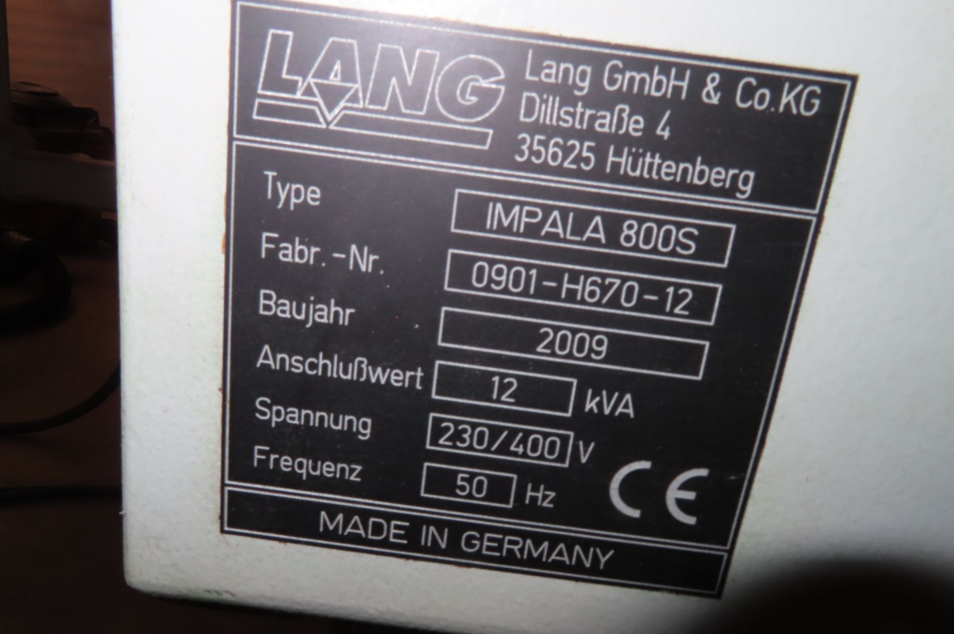 2009 LANG IMPALA 800S CNC ENGRAVING  AND MILLING MACHINE, S/N 0901-H670-12, GRANITE PORTAL DESIGN... - Image 9 of 12
