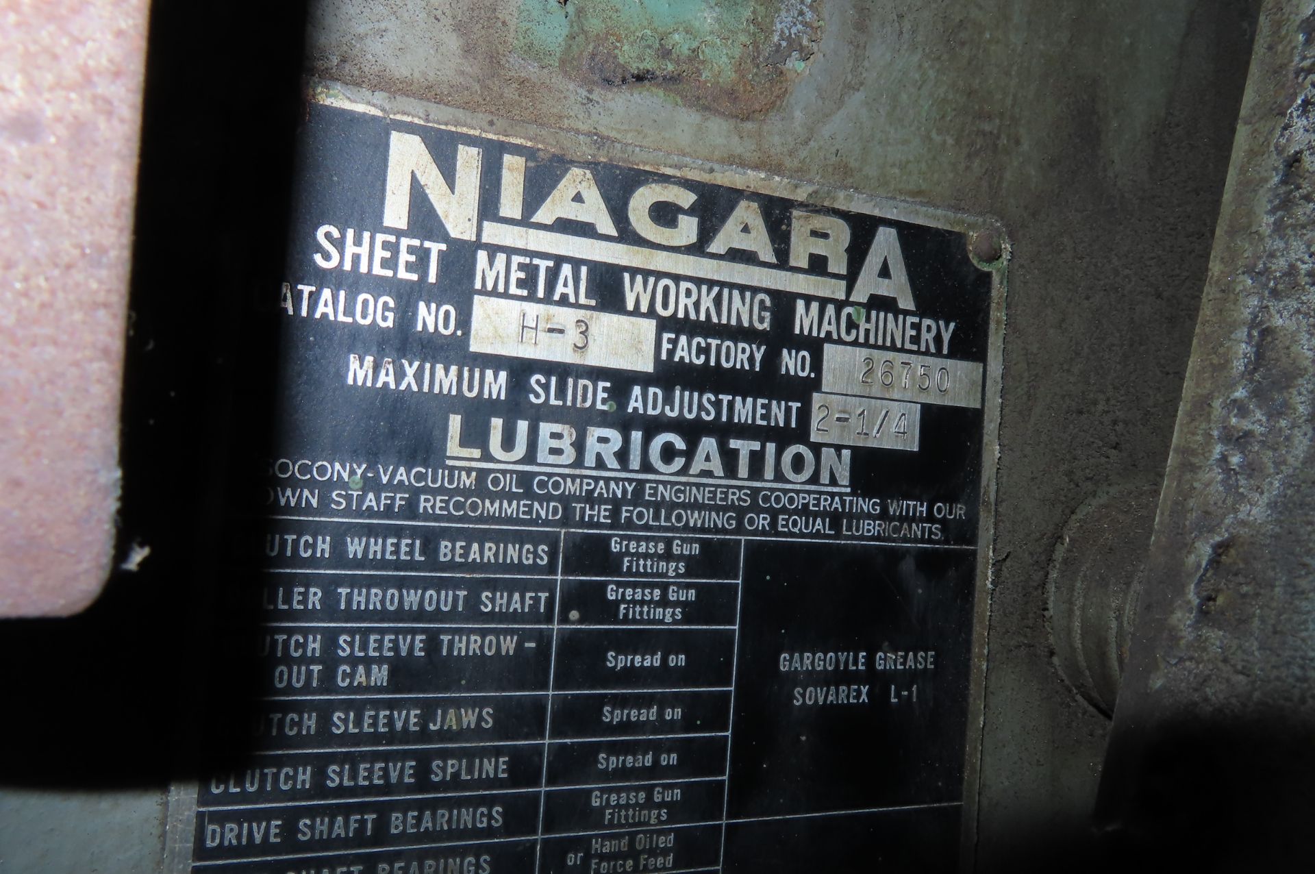 NIAGARA H-3 BACK GEAR HORN PRESS, AIR-OPERATED CLUTCH, S/N 26750, 32-TON, 4 IN. STROKE, 2-1/4 IN... - Image 5 of 7