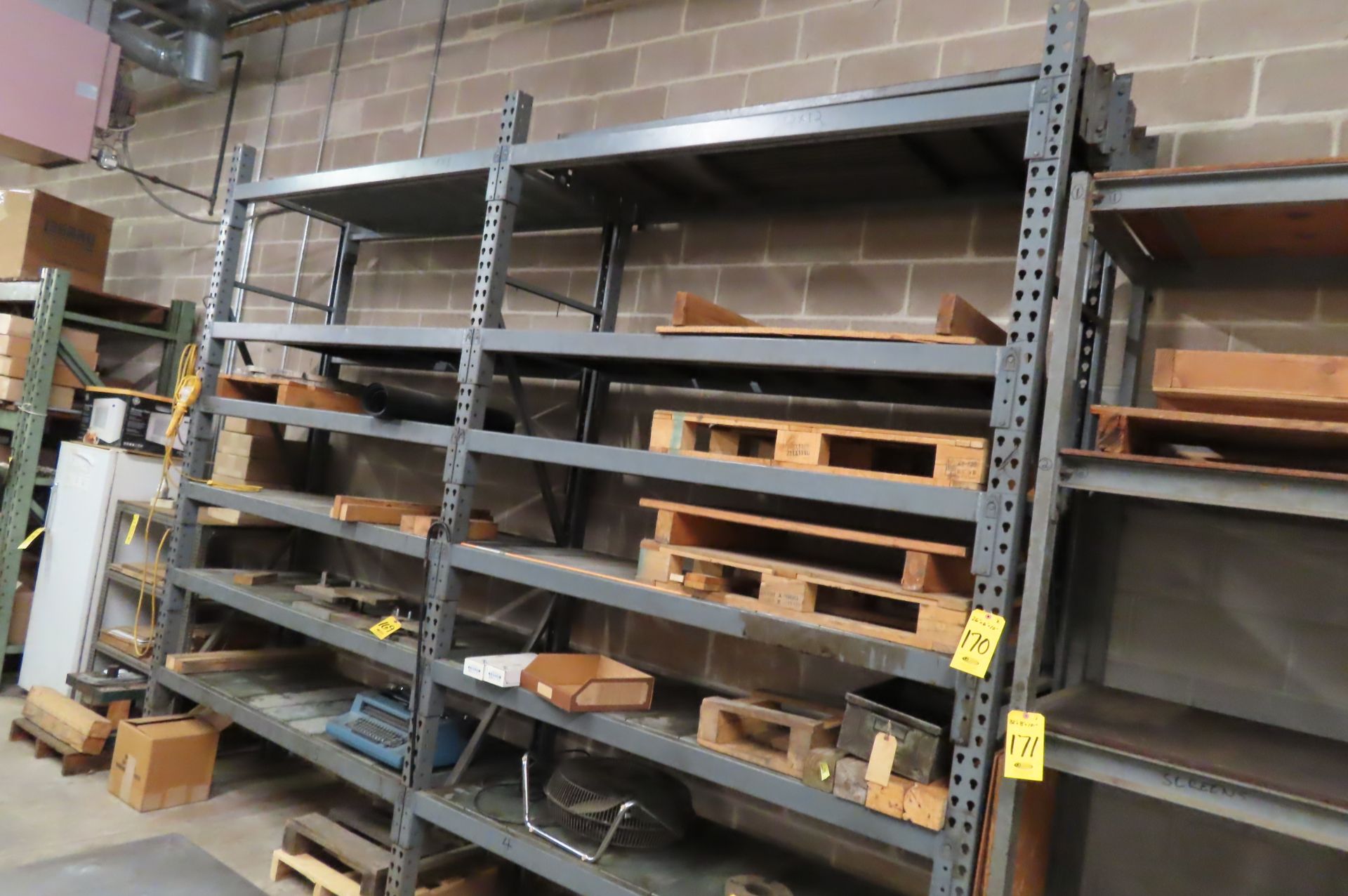 (2) 128 IN. X 28 IN. SECTIONS OF TEAR-DROP PALLET RACKING WITH (3) UPRIGHTS AND (24) 76 IN. BEAMS