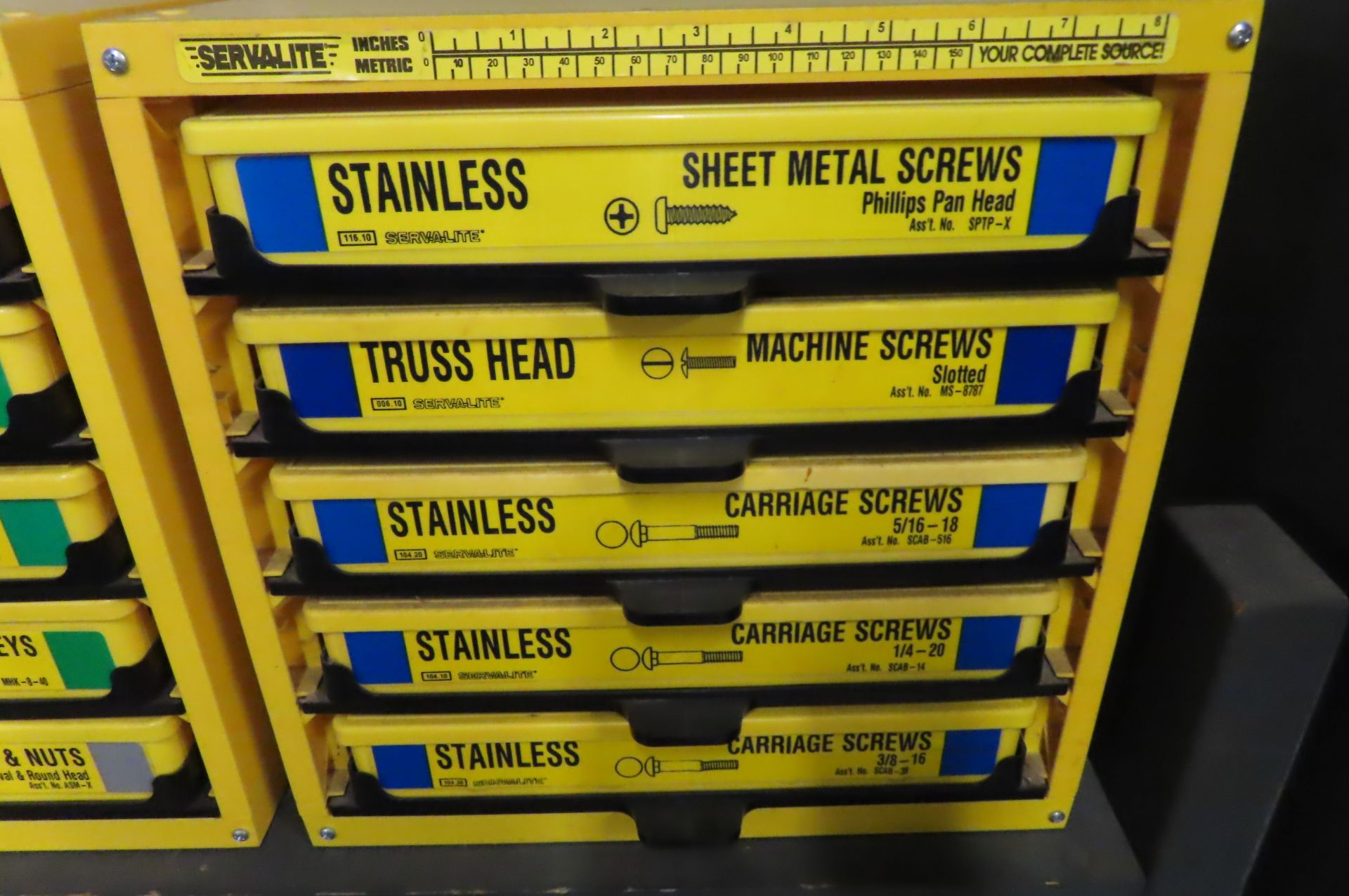 (3) SERVALITE STAINLESS STEEL AND ZINC SCREW DRAWER SETS WITH SCREWS - Image 11 of 16